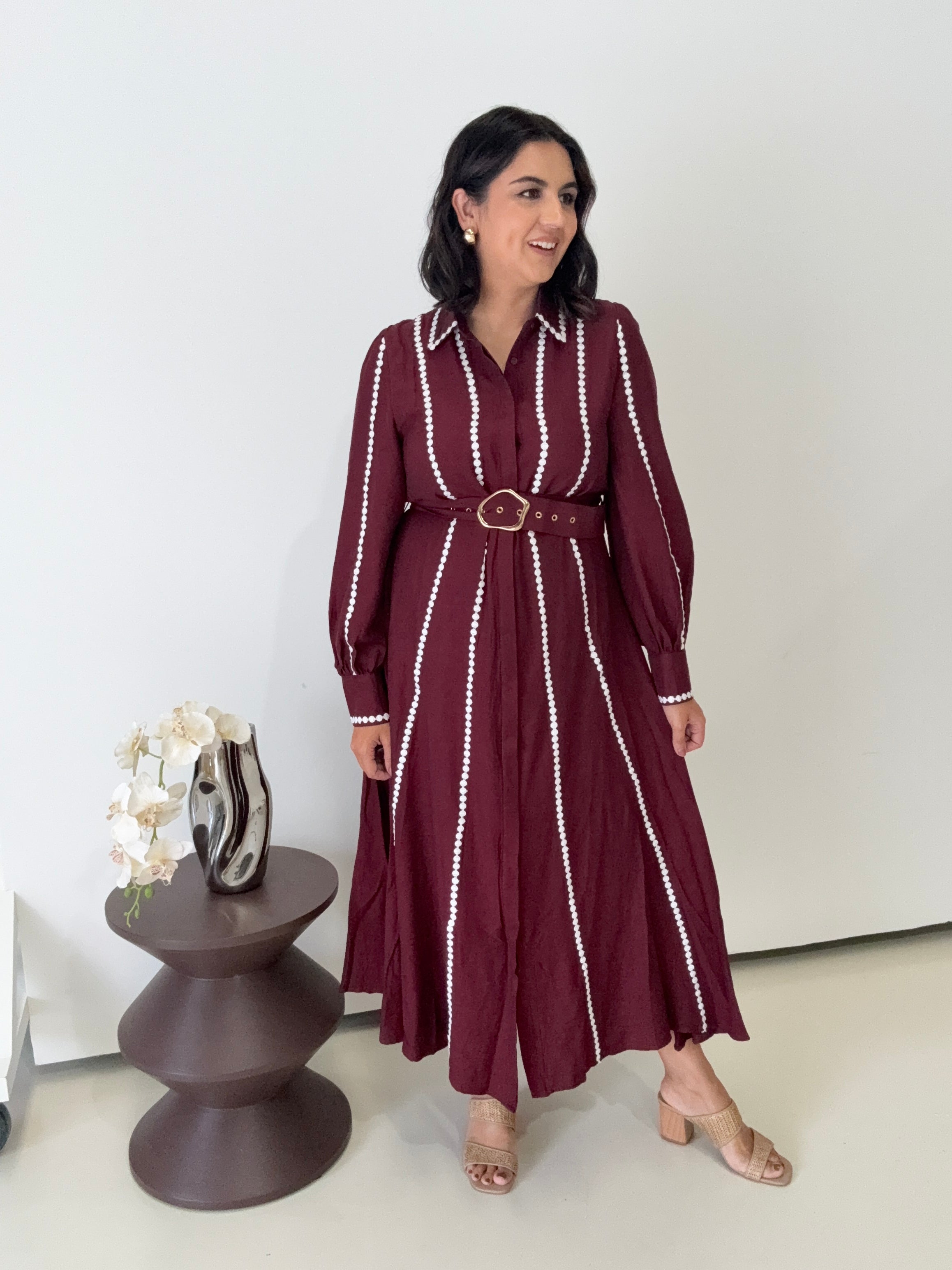 Hayley Maxi Shirt Dress Burgundy