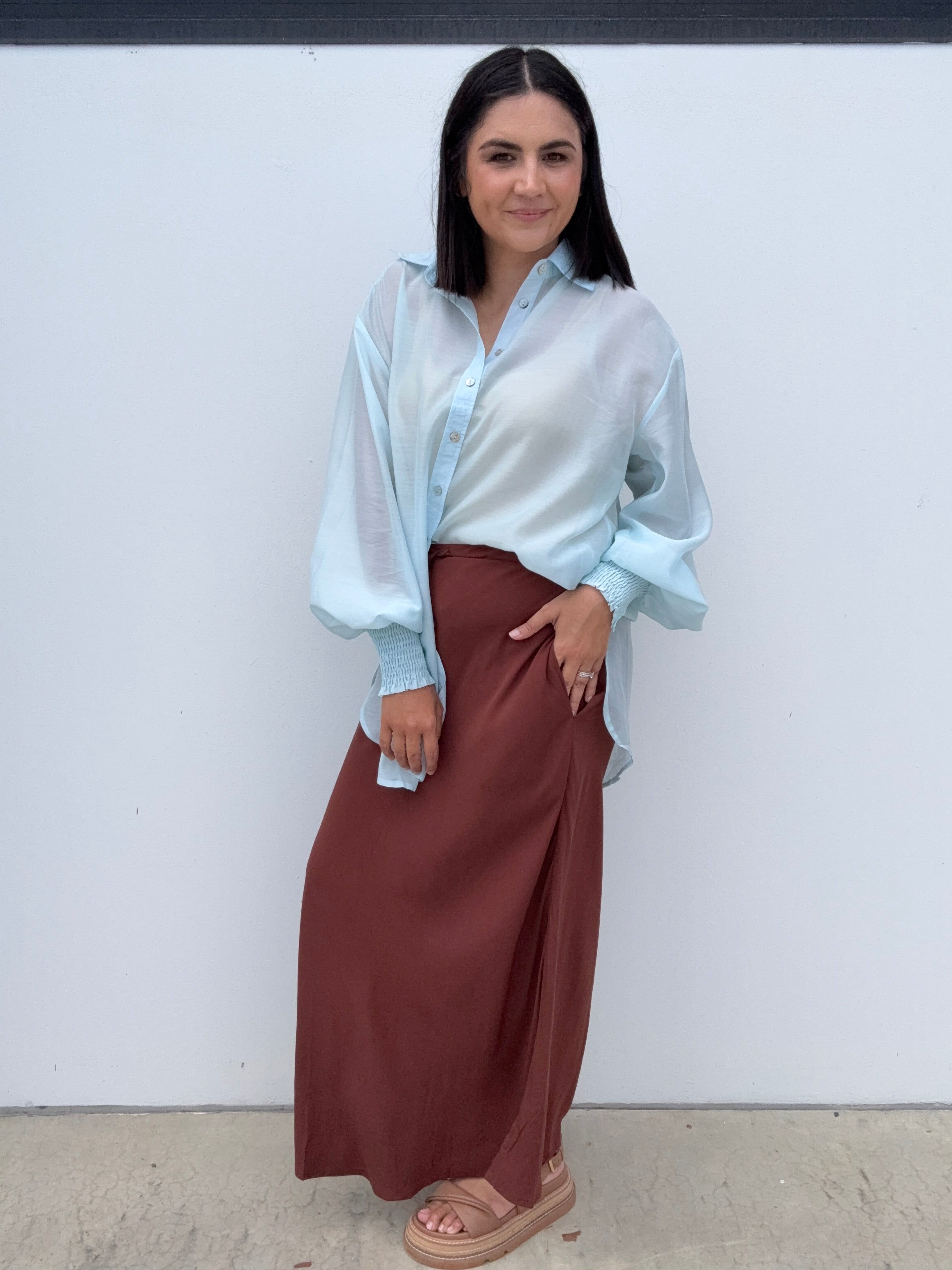 Bianca Bias Cut Skirt Mocha