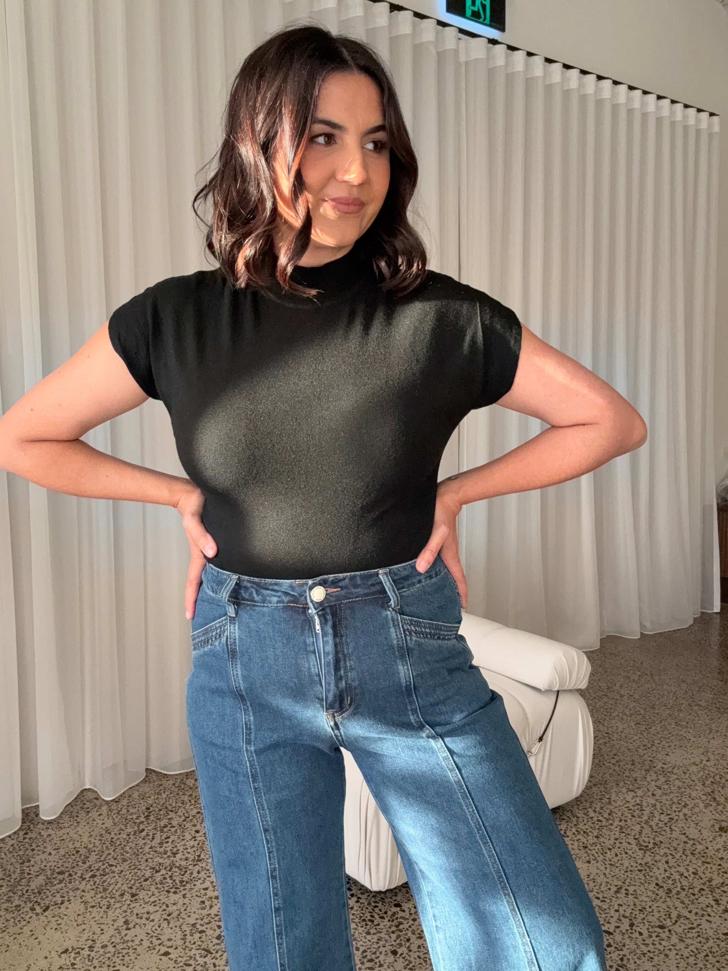 Quinn Mock Turtle Neck Knit Black