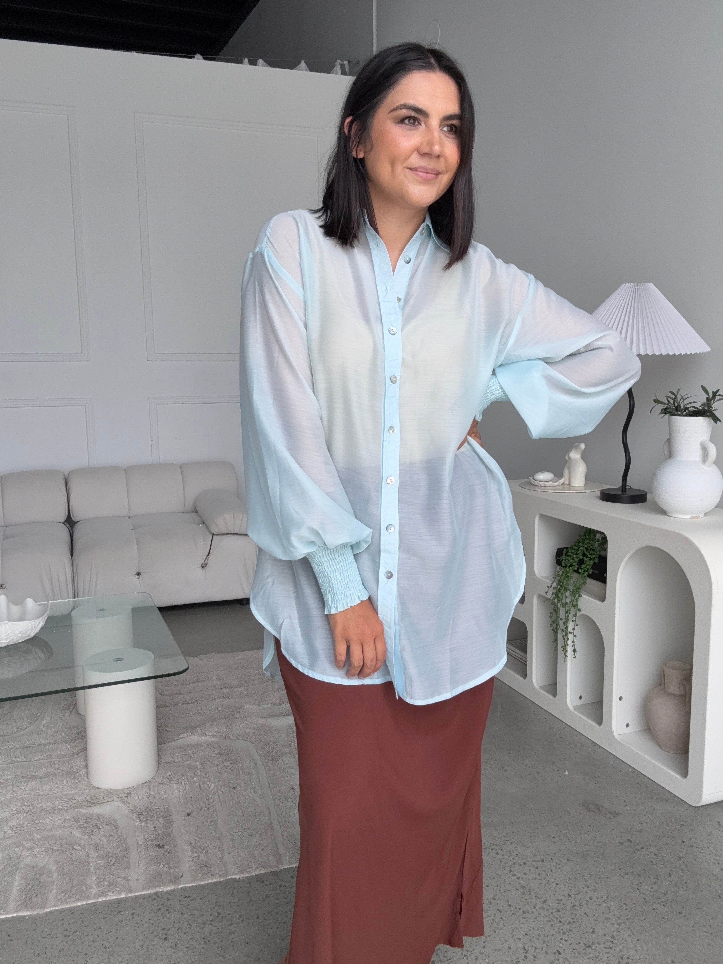 Freya Oversized Tunic/Shirt Blue