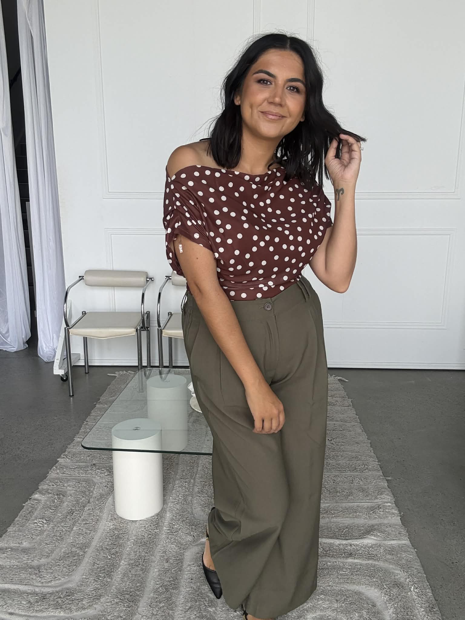 Mesh Polka Dot Top
