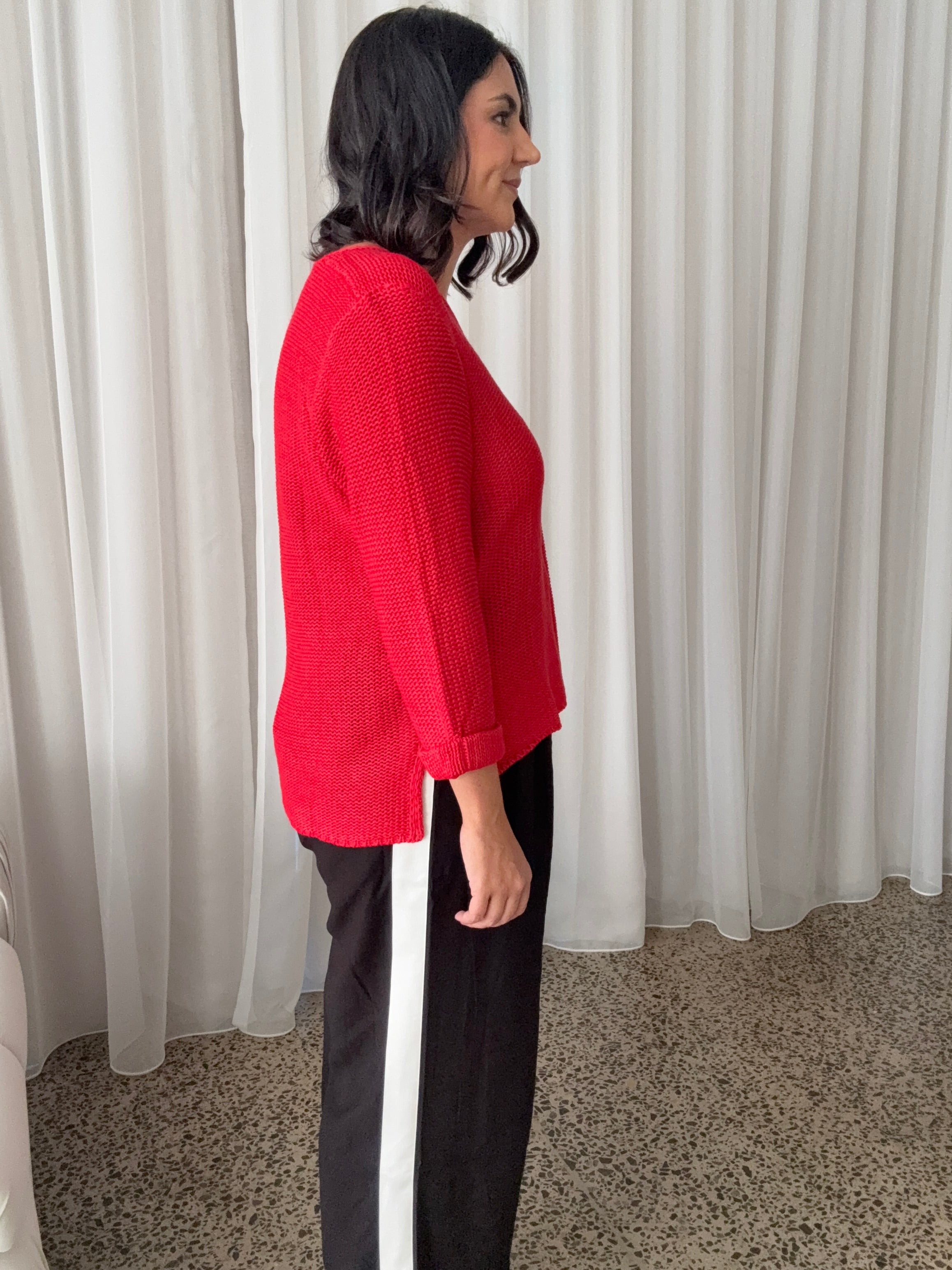 Jackson Roll Sleeve Knit Fire Red