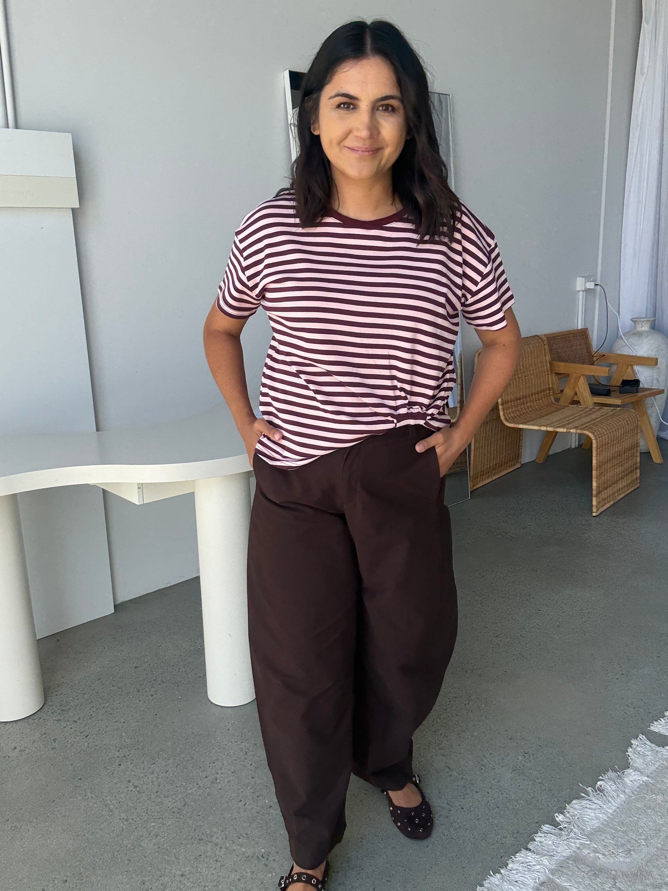 Easy Tuck Tee Blush/Burgundy