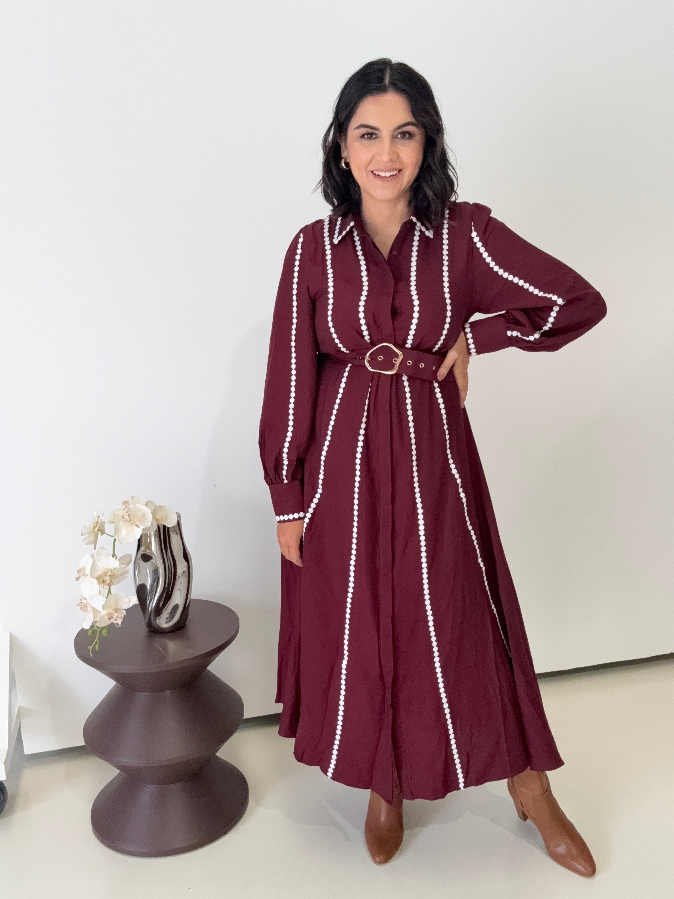Hayley Maxi Shirt Dress Burgundy