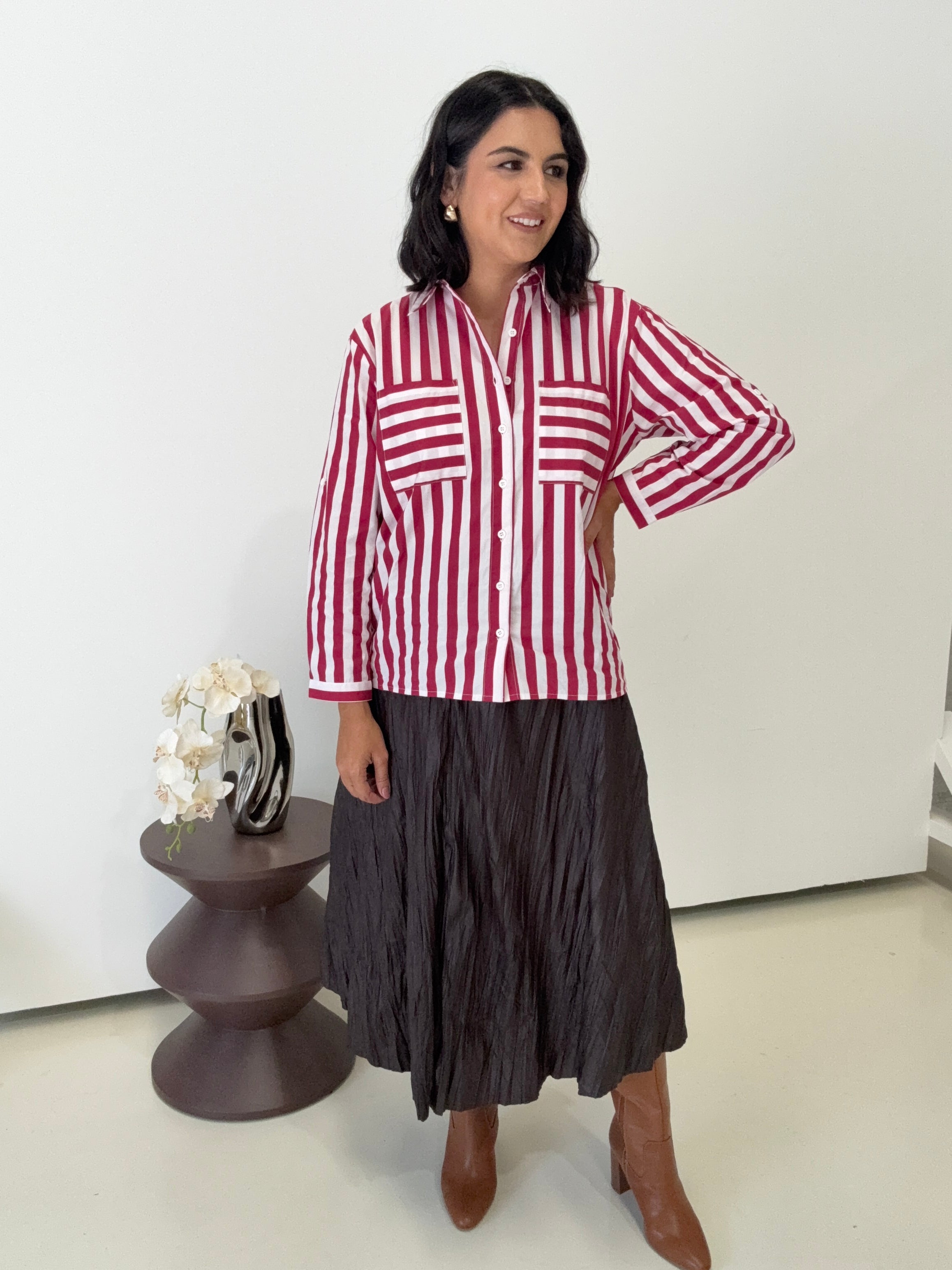 Willow Stripe Shirt Wine