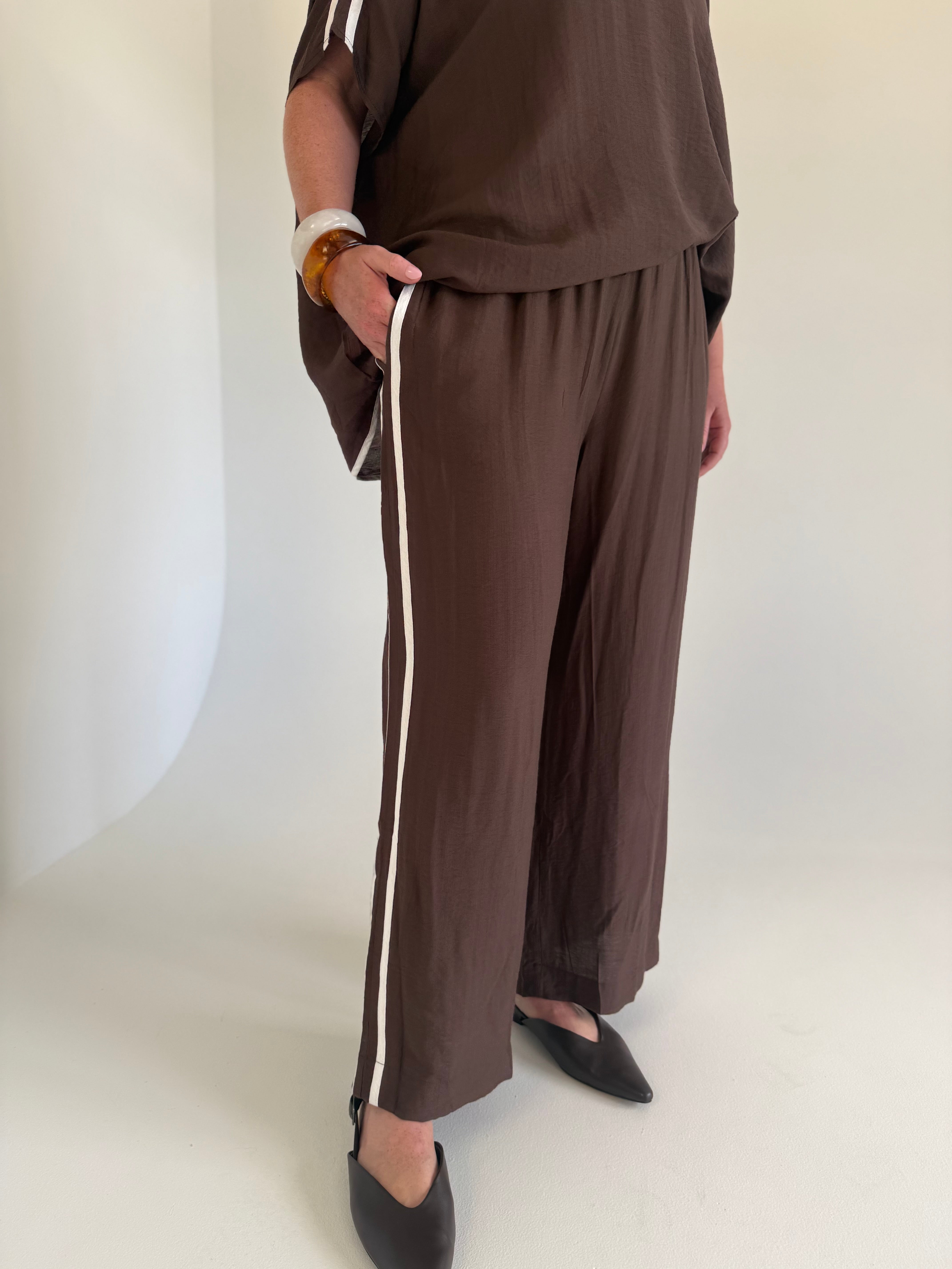Bowie Lounge Pant Brown/White Stripe