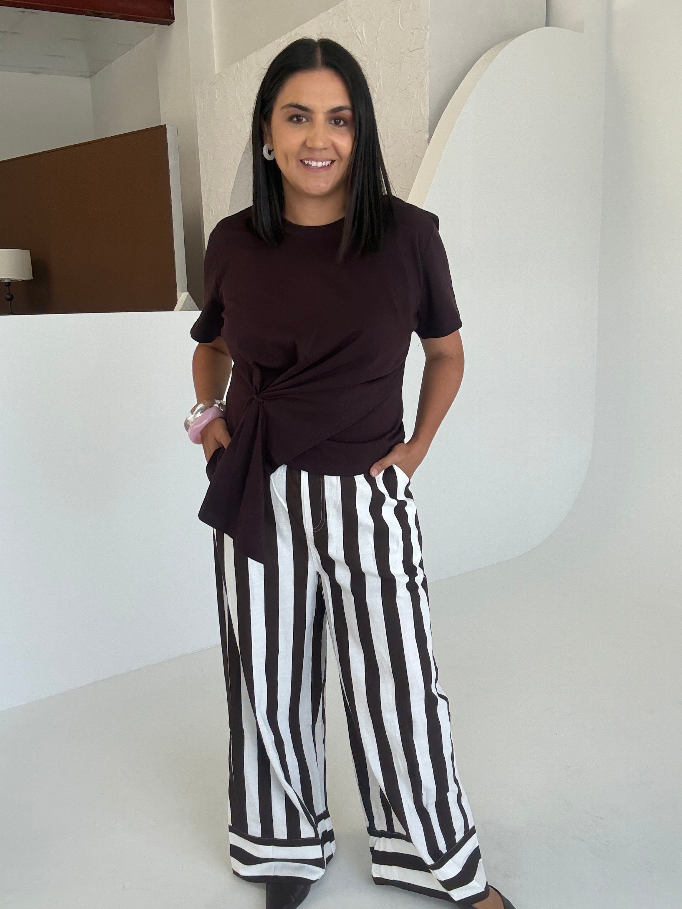 Sloane Pants Brown Stripe
