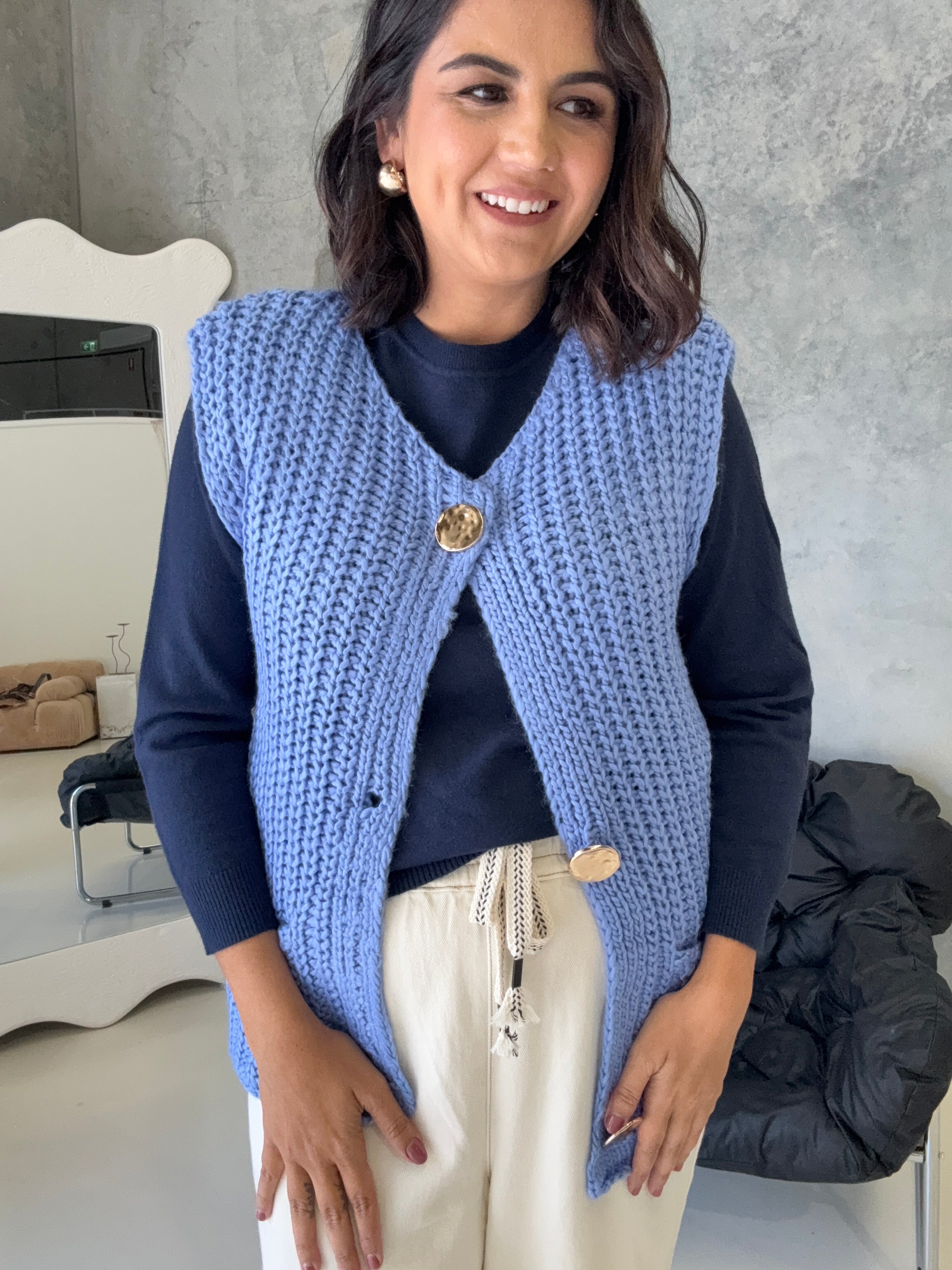 Zali Knit Vest Cornflower Blue