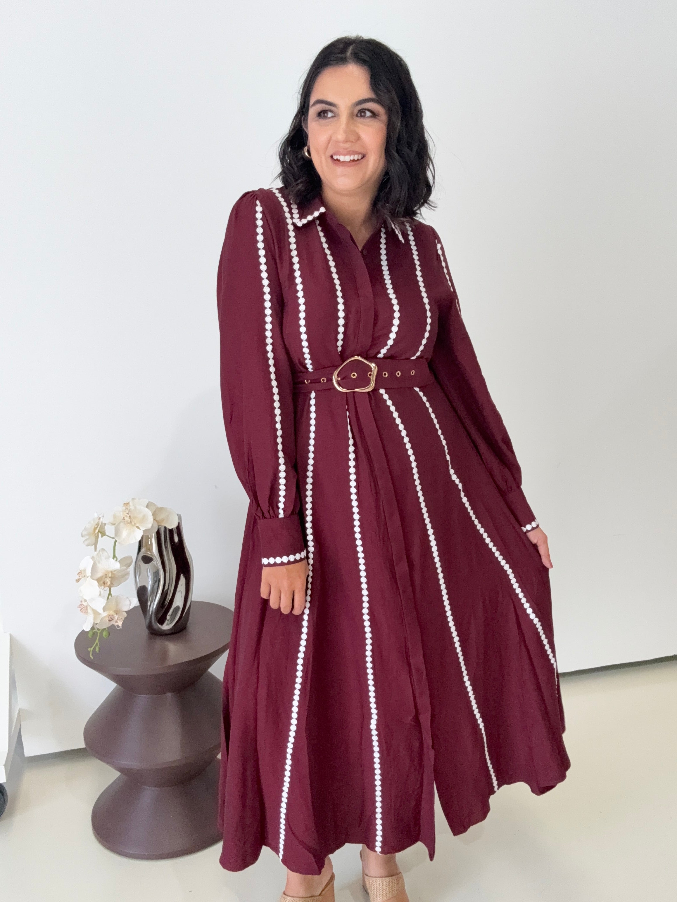 Hayley Maxi Shirt Dress Burgundy