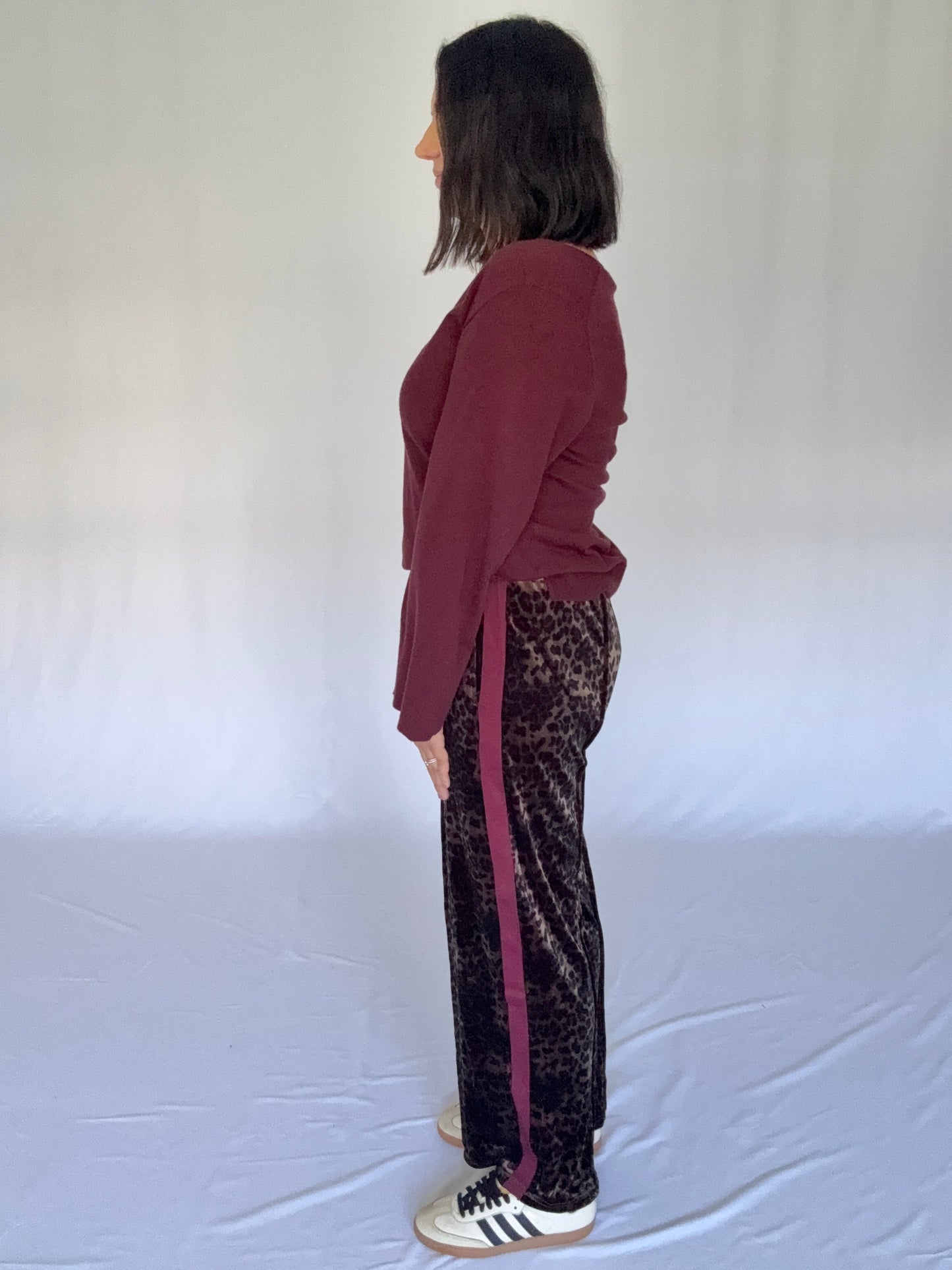 Velvet Leo Pant Burgundy Stripe