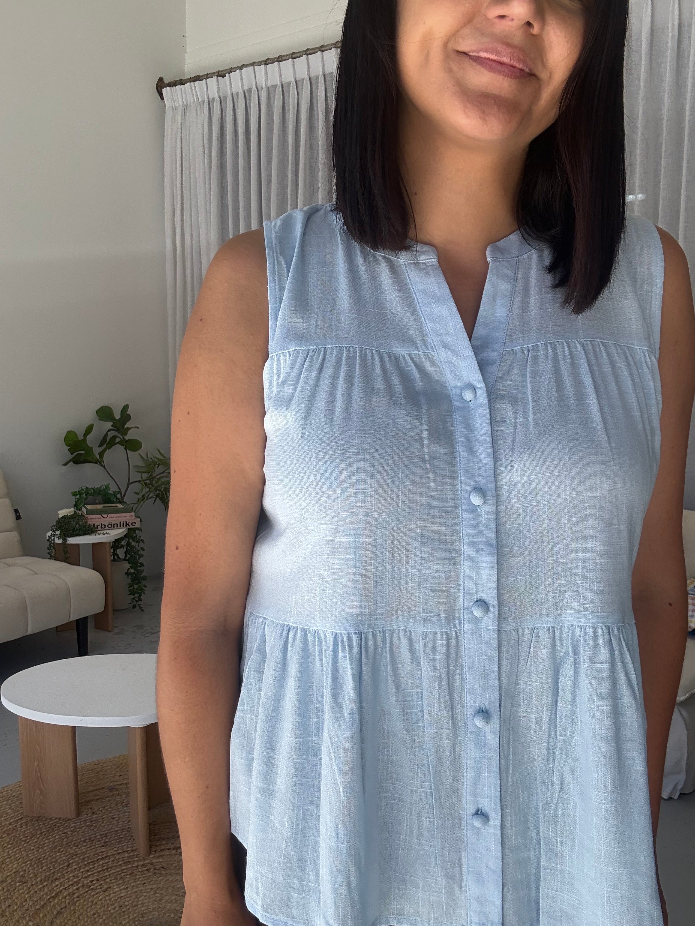 Julie Sleeveless Top Baby Blue