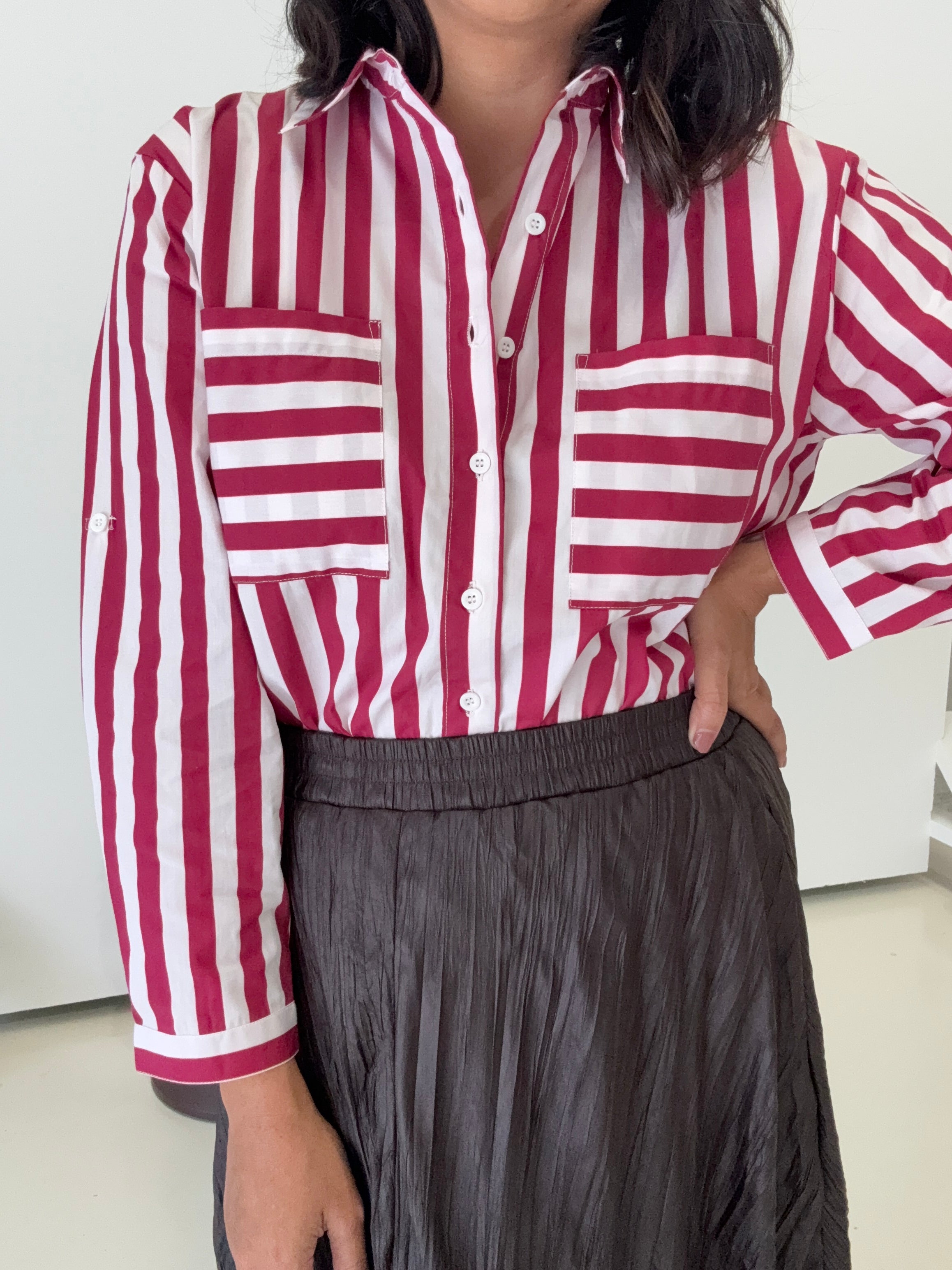 Willow Stripe Shirt Wine