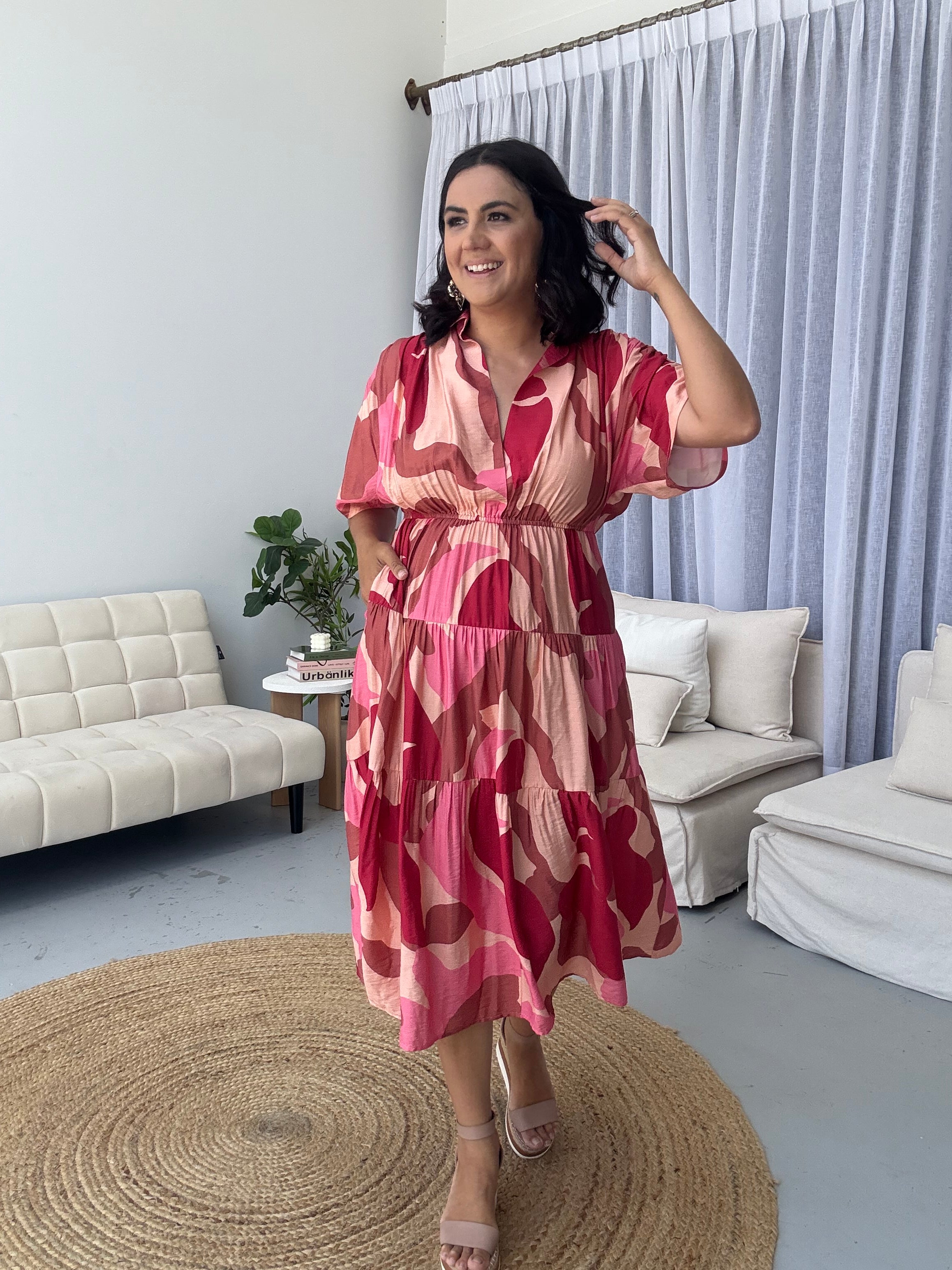 Kirah Dress Abstract Pink