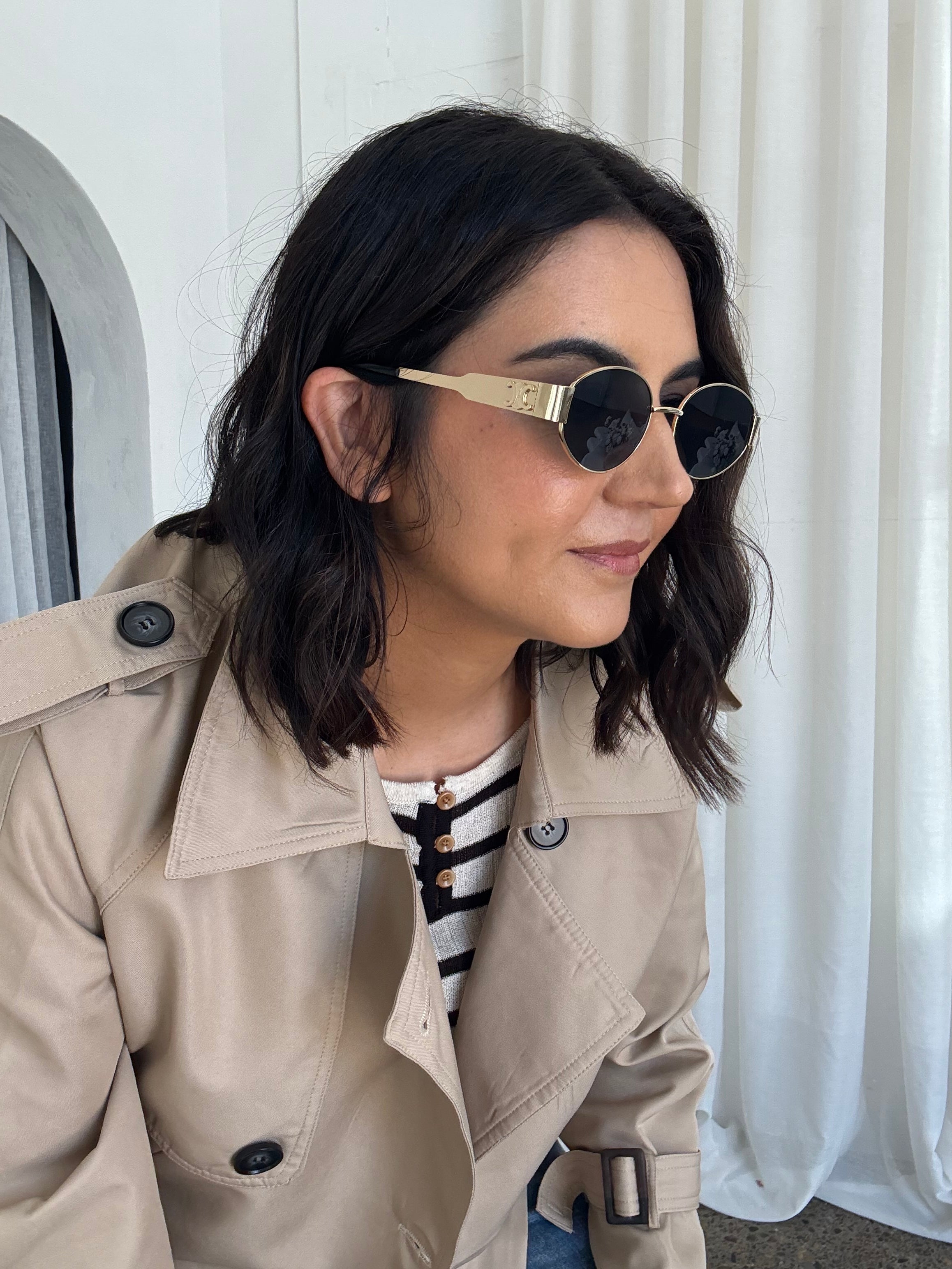 Cecilia Gold Frame Oval Sunglasses