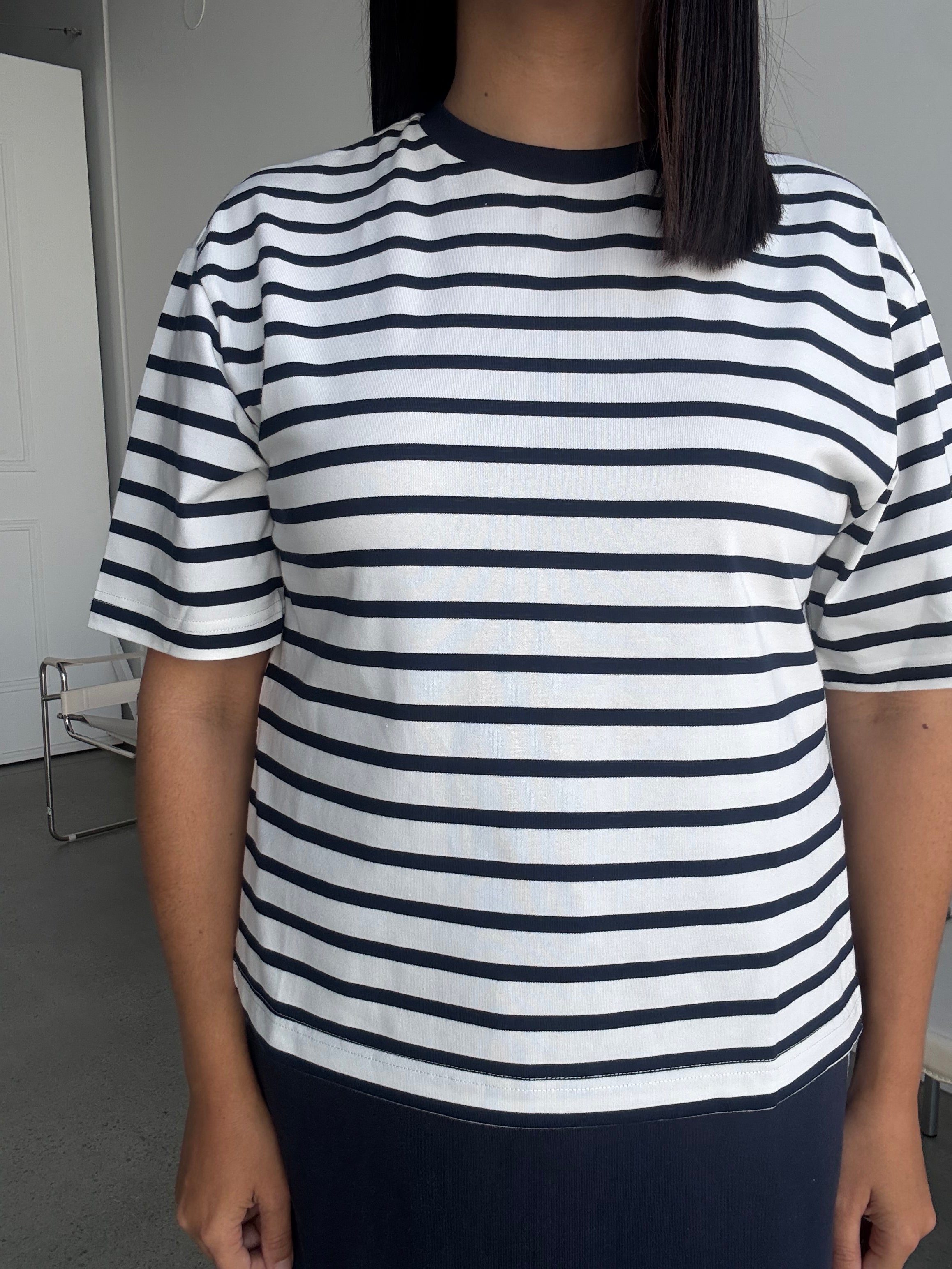 Naomi Stripe Tee Navy/White