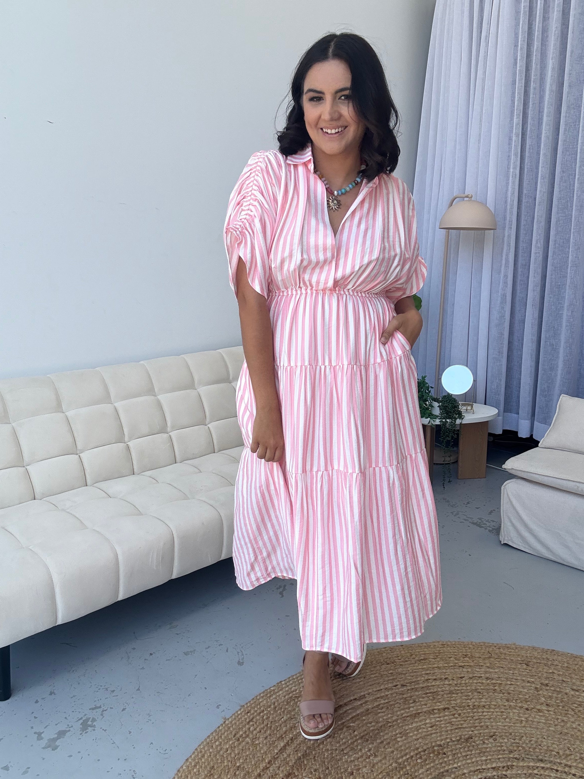 Kirah Dress Pink Stripe