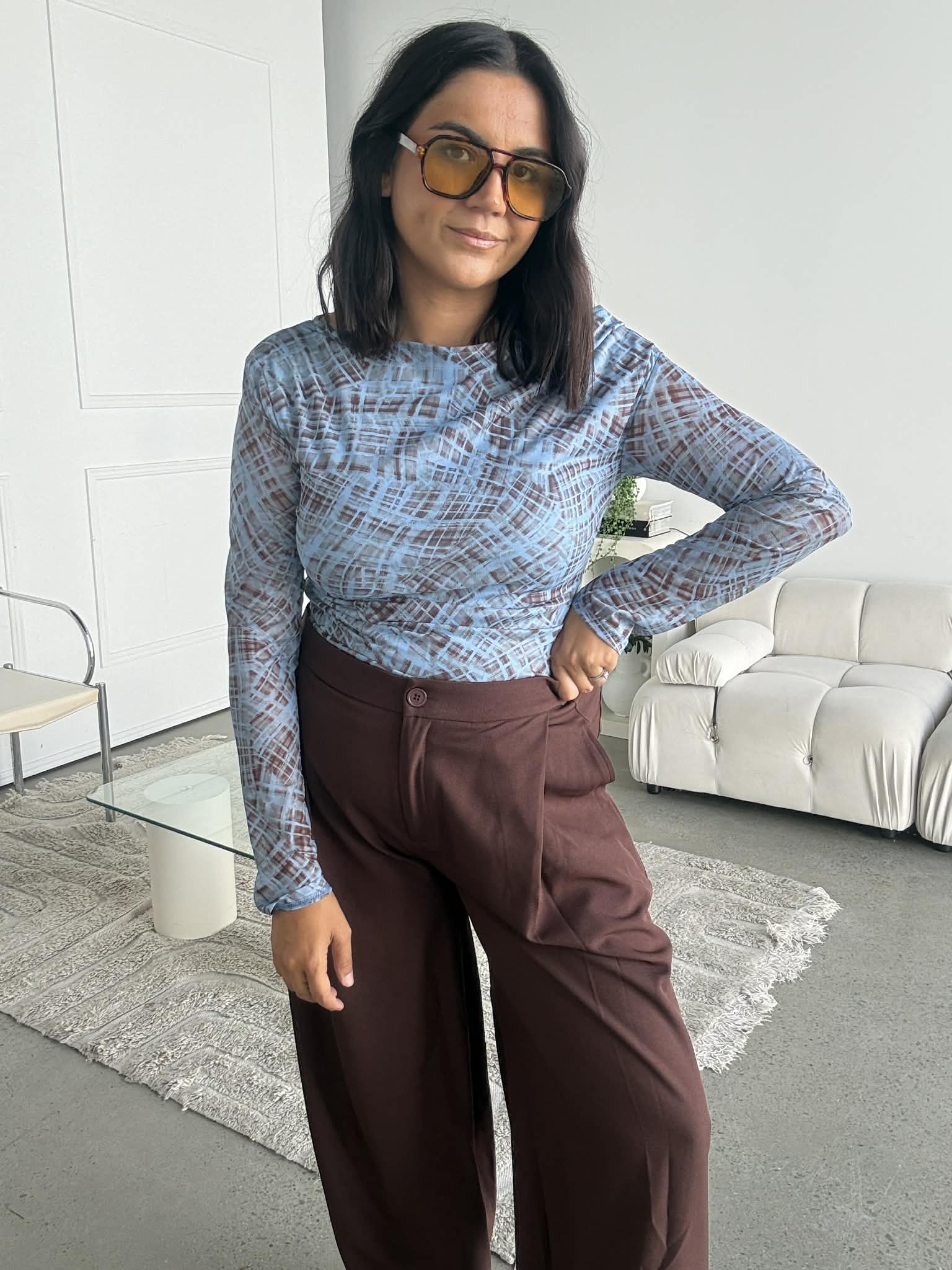 Pleated Balloon Pants Brown