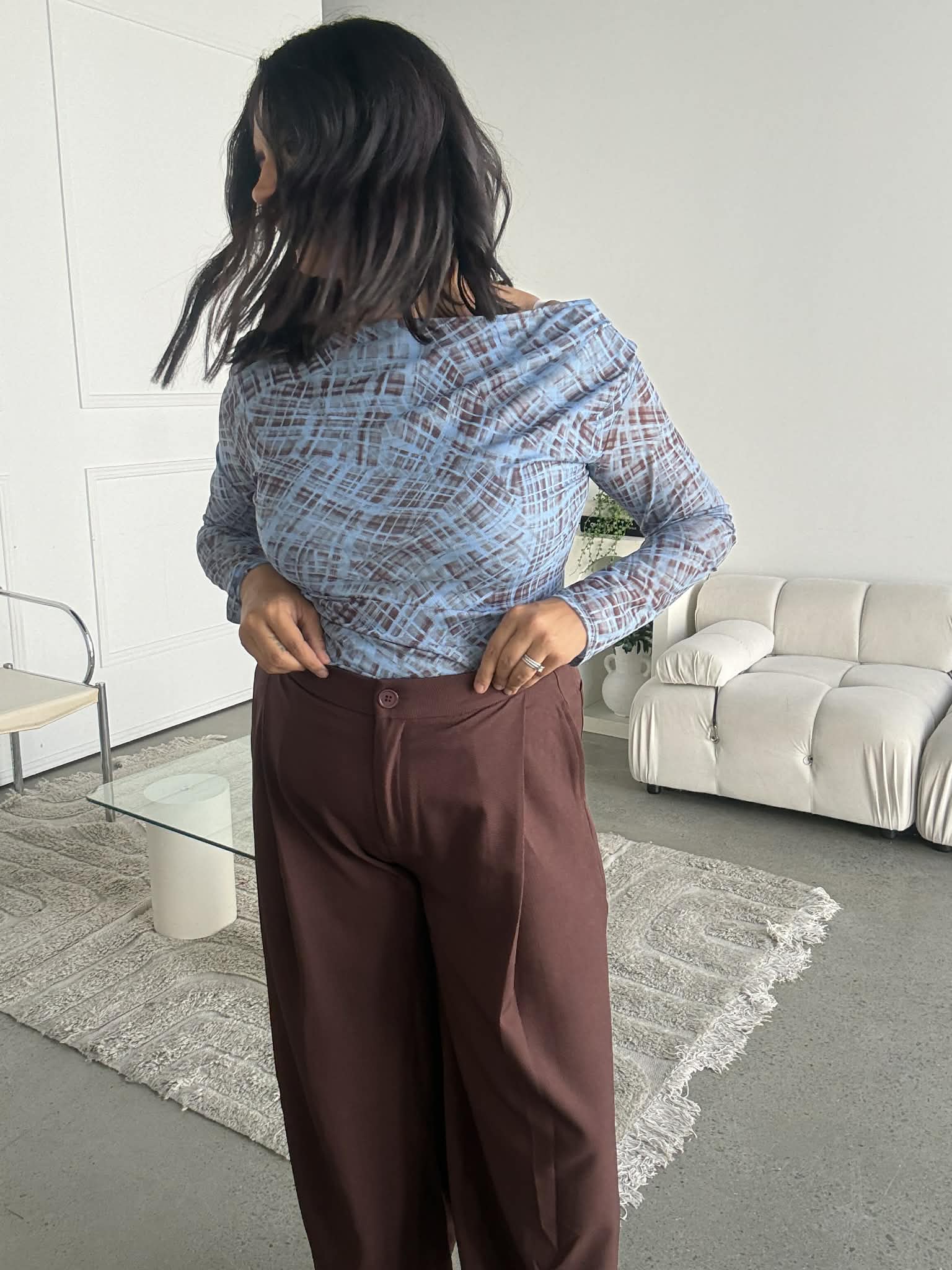 Pleated Balloon Pants Brown