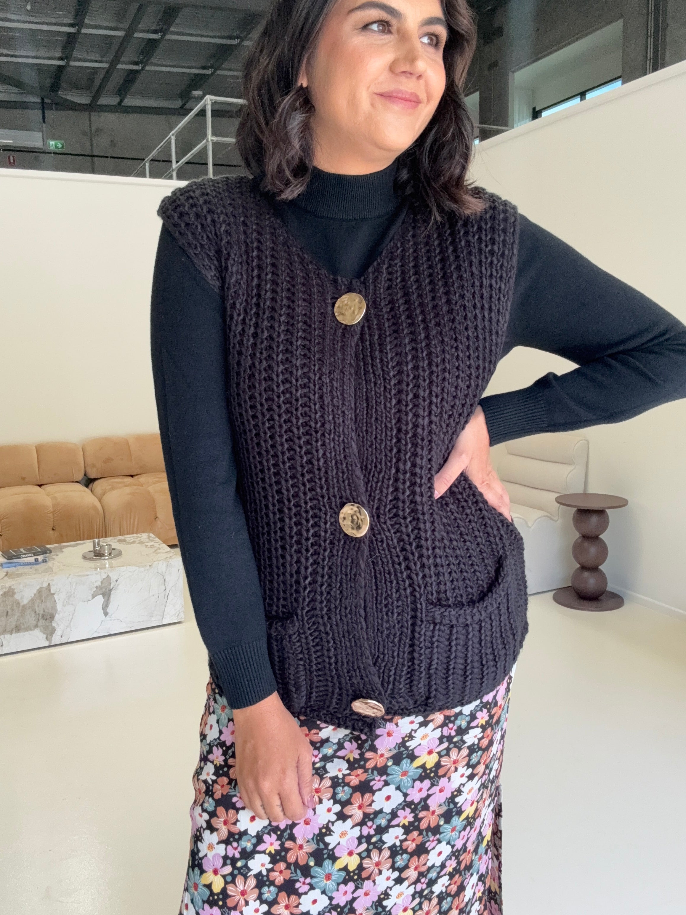 Zali Knit Vest Black