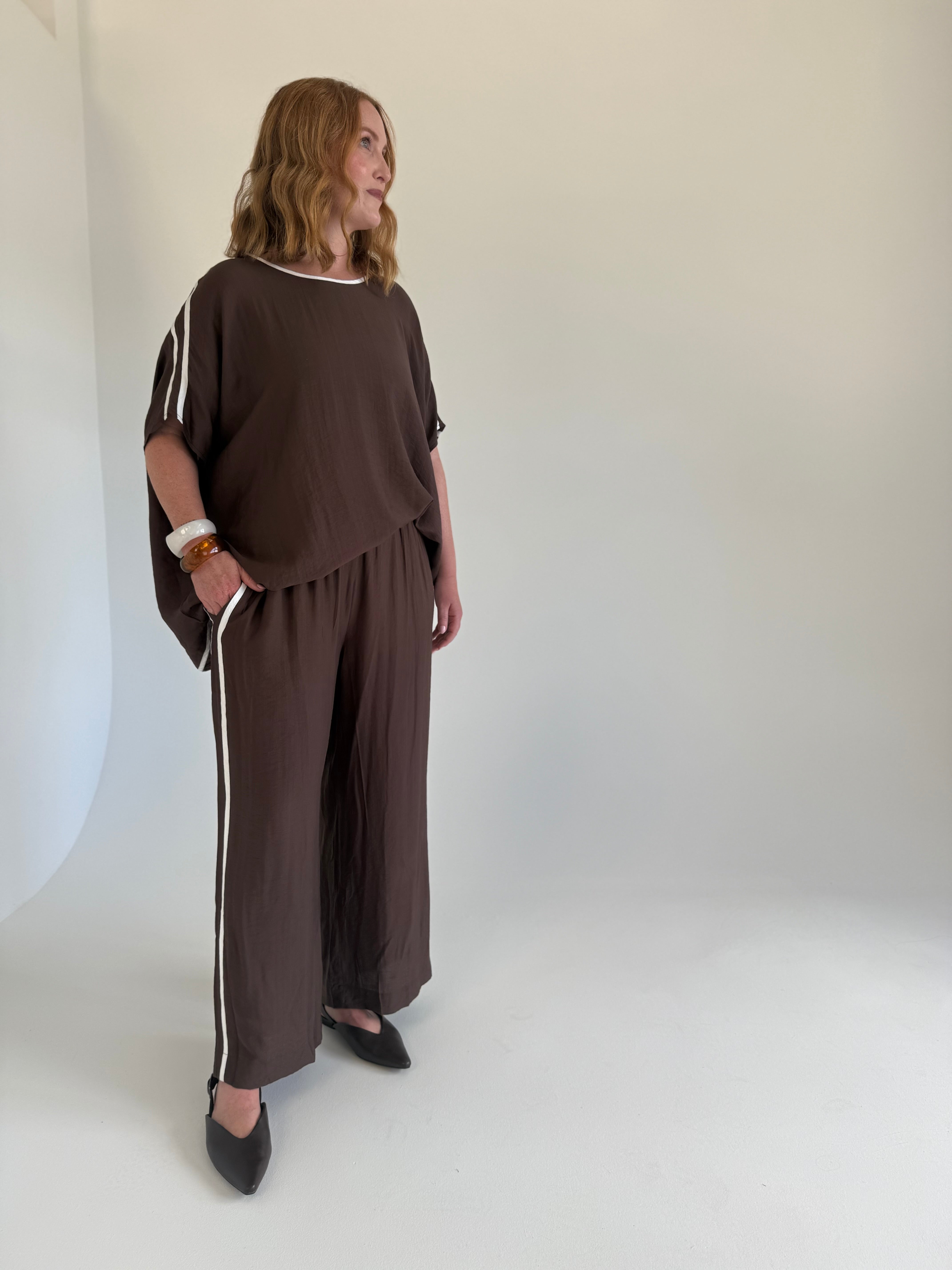 Bowie Lounge Pant Brown/White Stripe