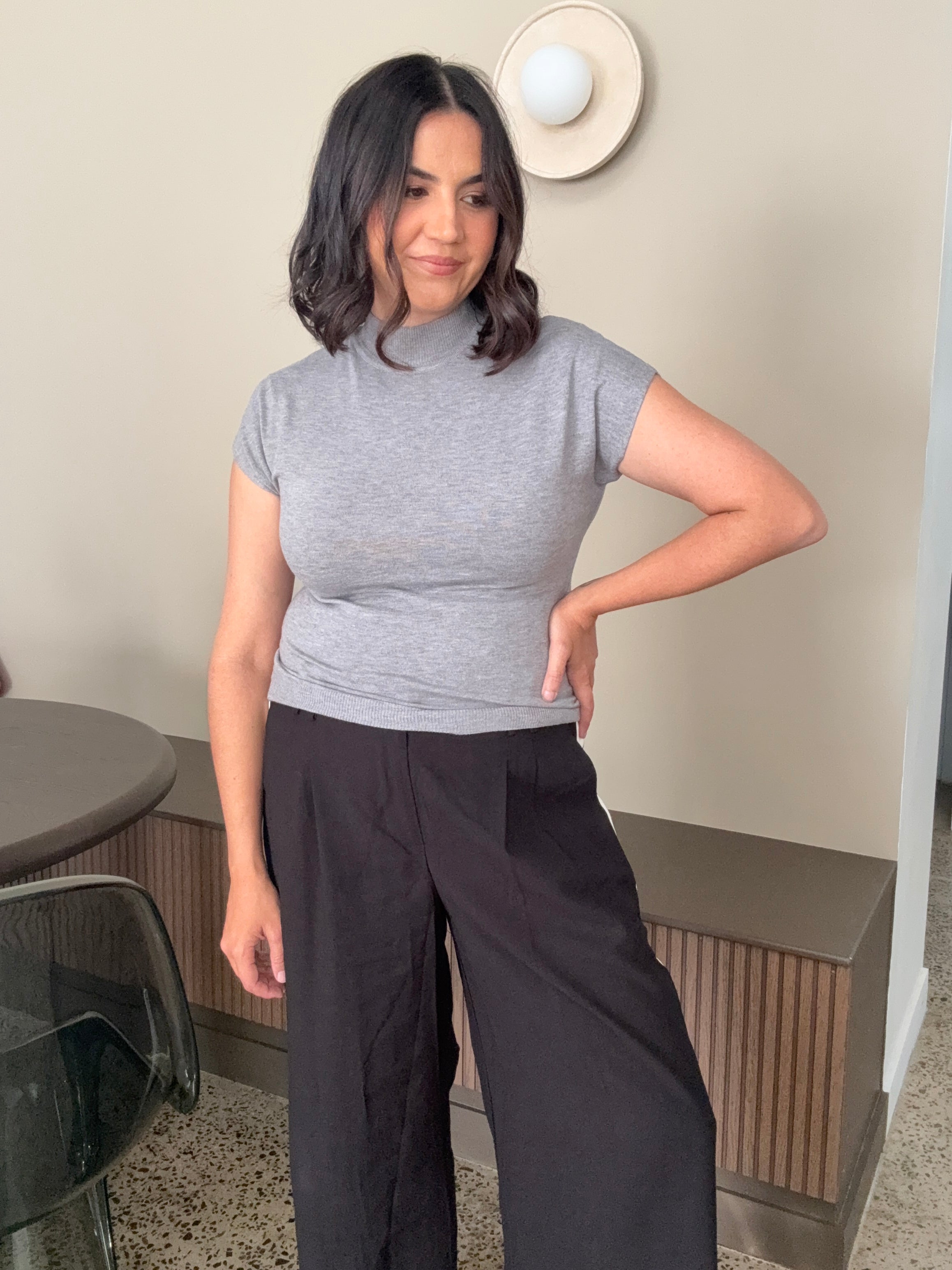 Quinn Mock Turtle Neck Knit Grey