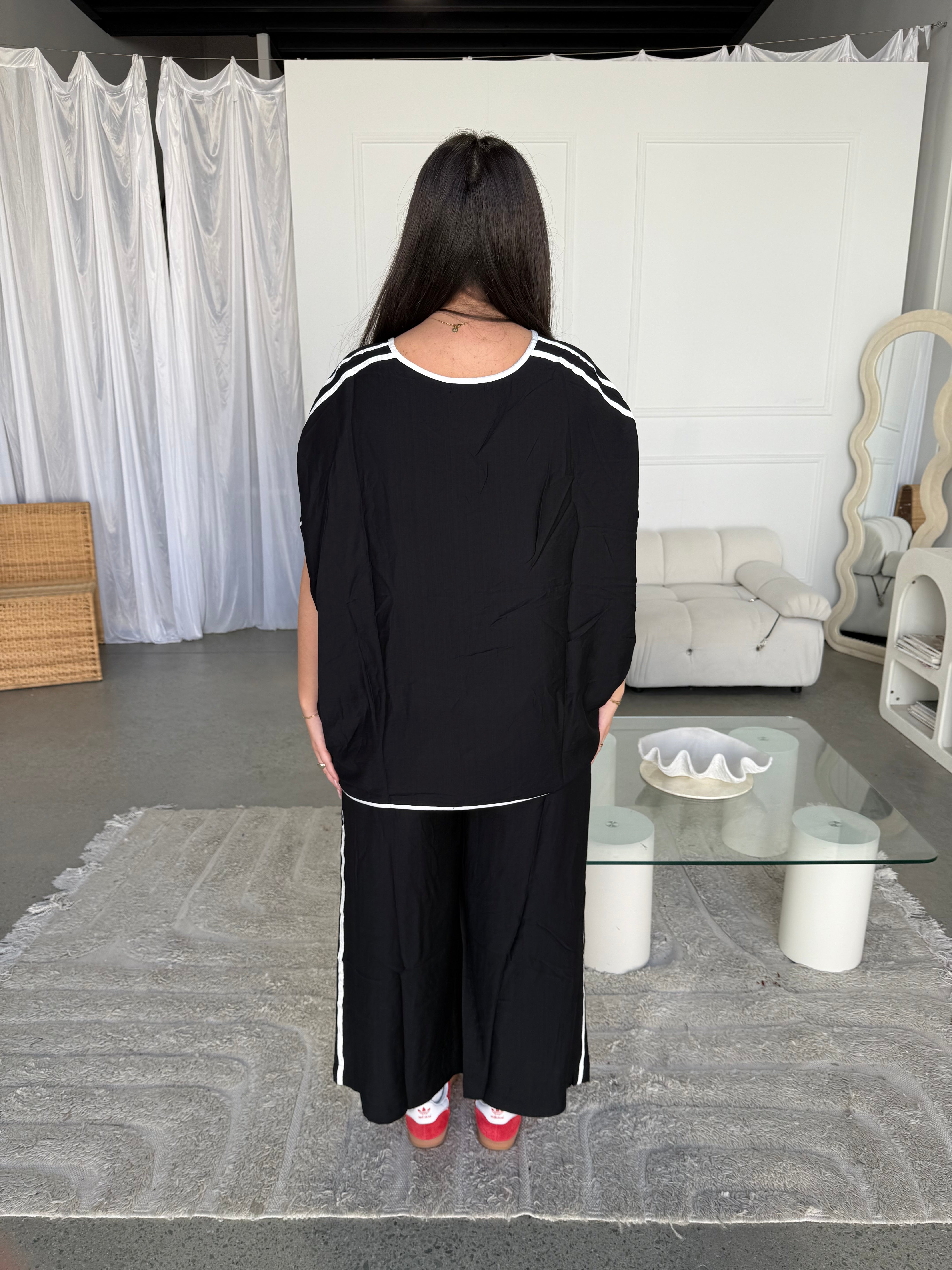 Bowie Lounge Pant Black/White Stripe