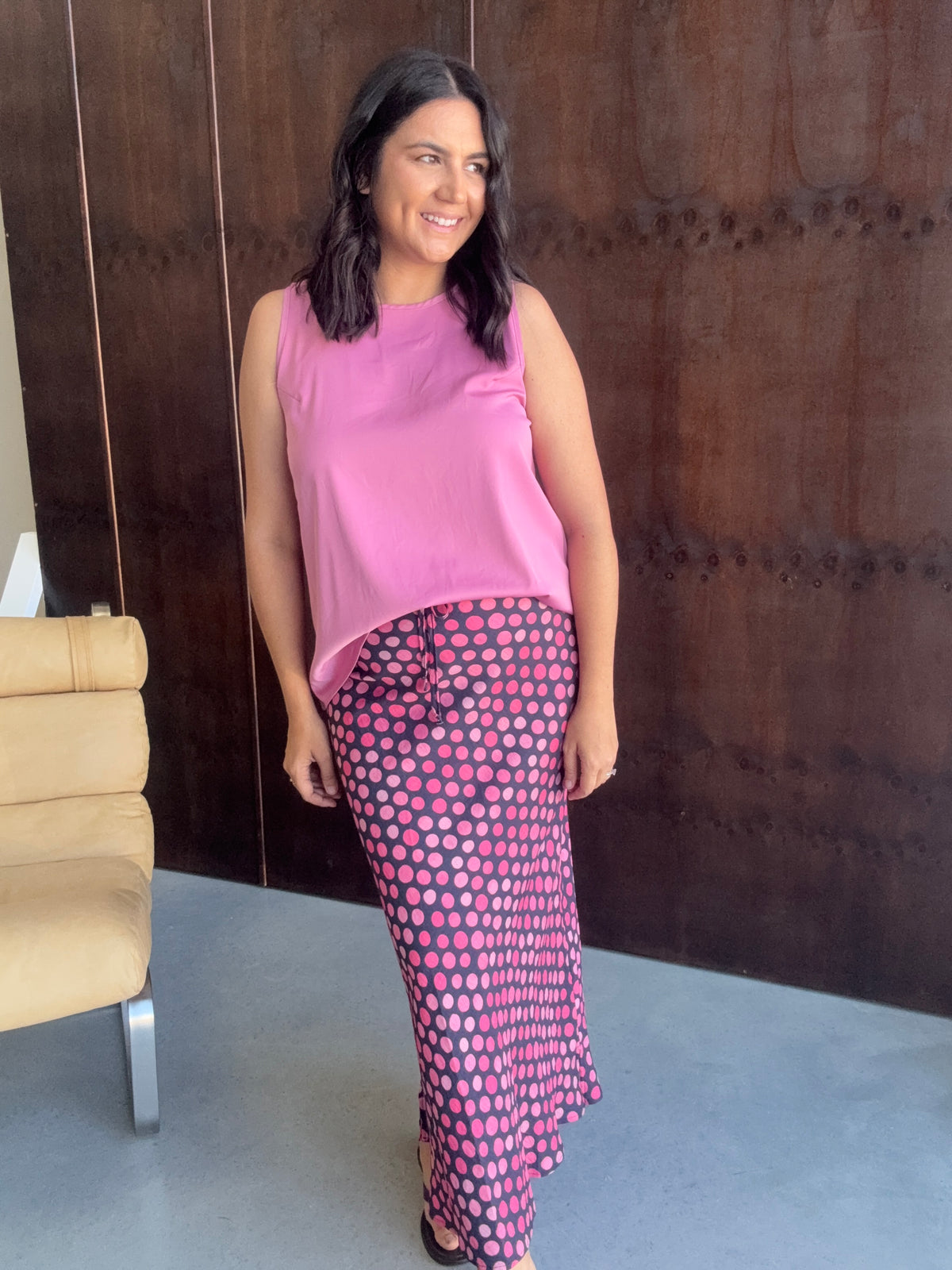 Chloe Bias Cut Skirt Navy Spot