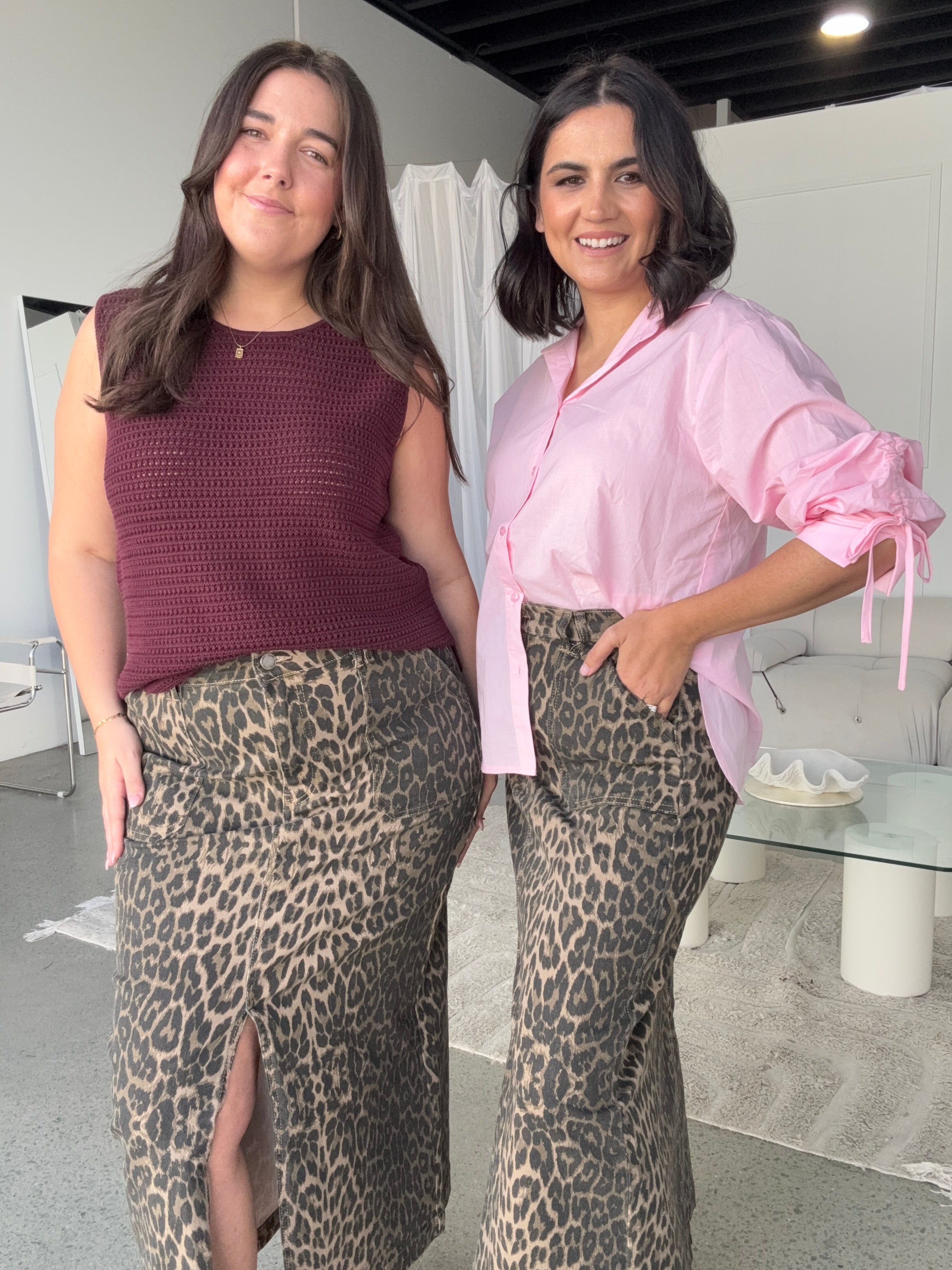 Rikki Leopard Denim Maxi Skirt