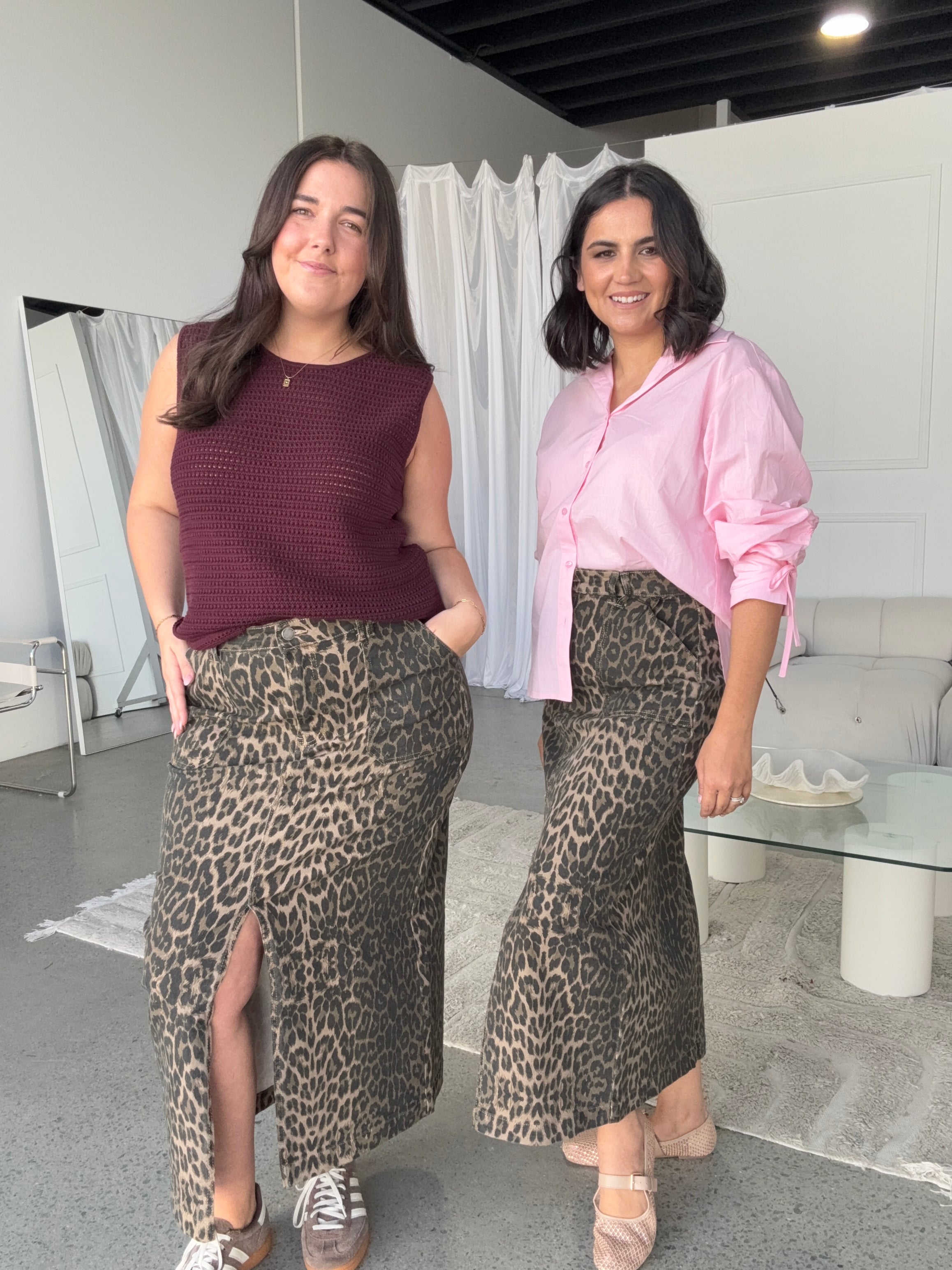 Rikki Leopard Denim Maxi Skirt