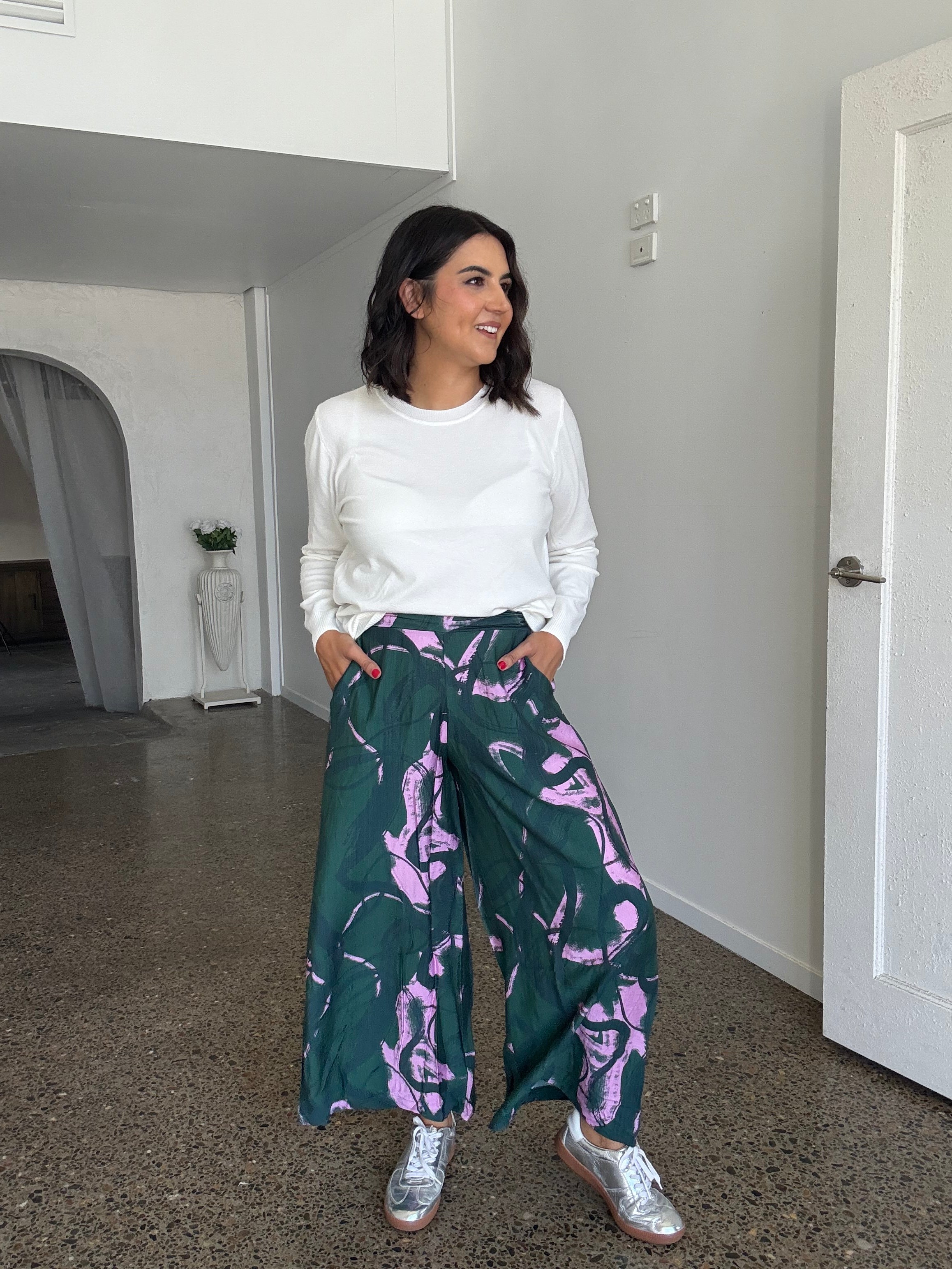 Pablo Pant in Green Multi Print