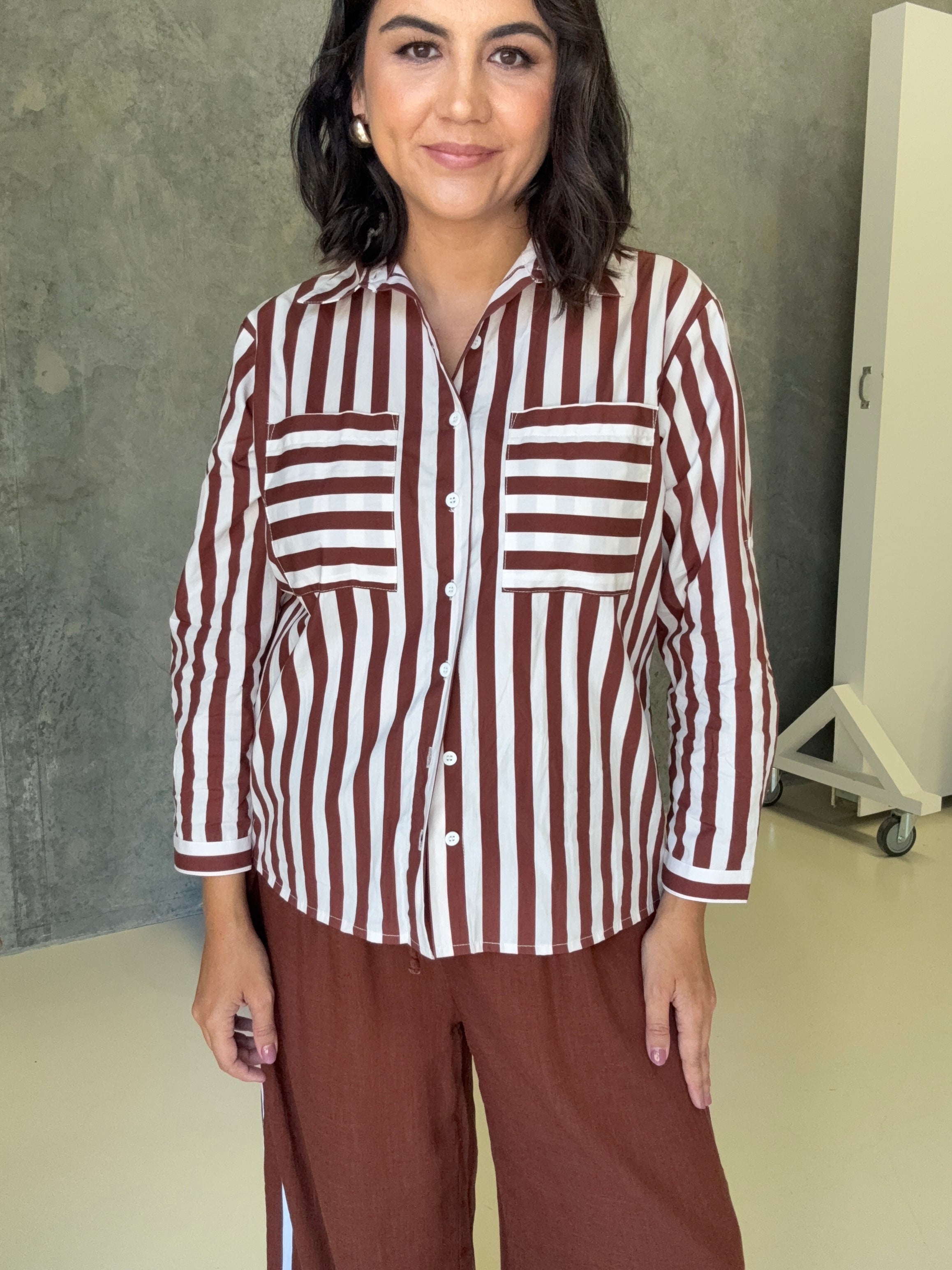 Willow Stripe Shirt Chocolate