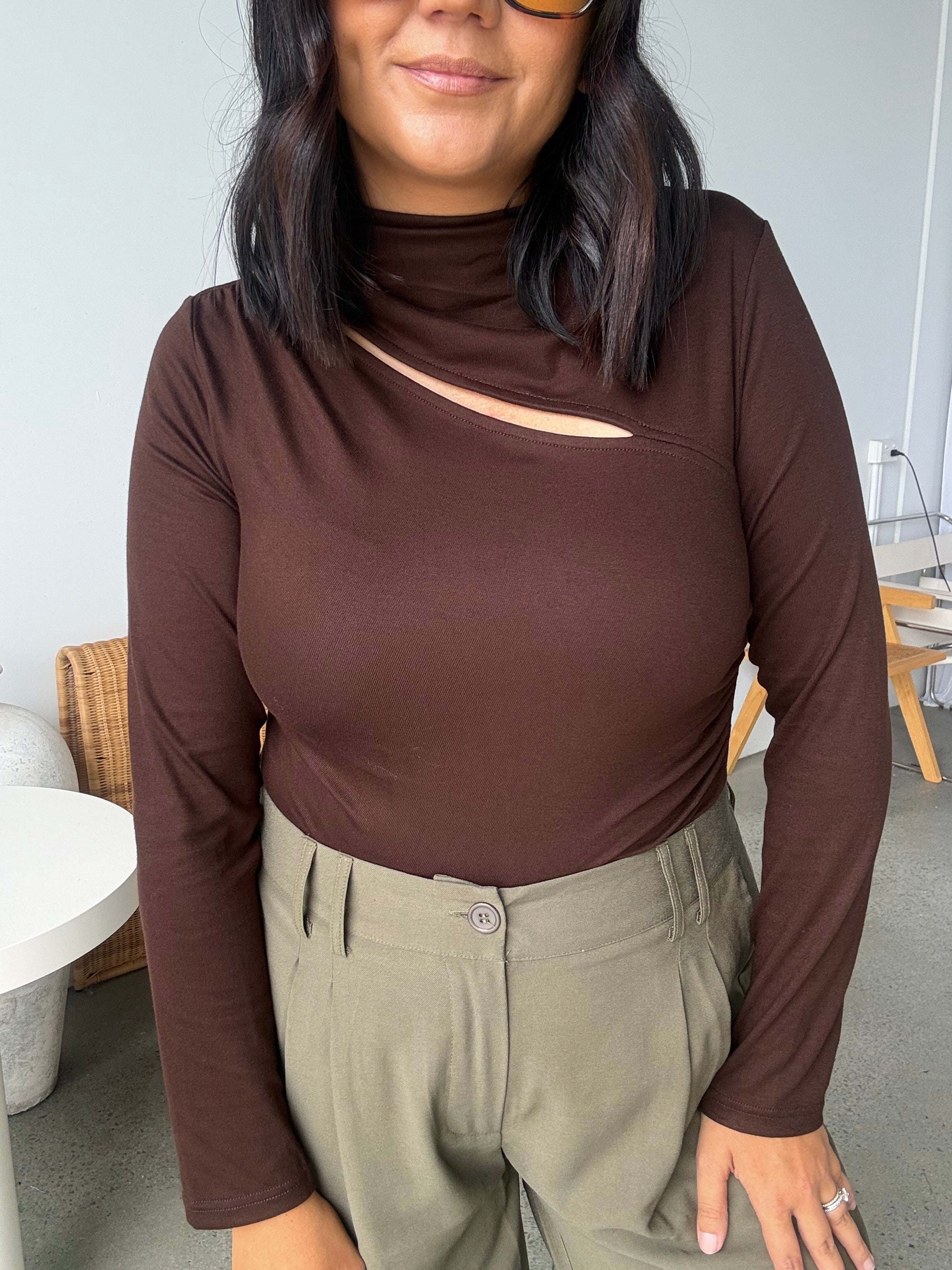 Cadence Cut Out Top Chocolate