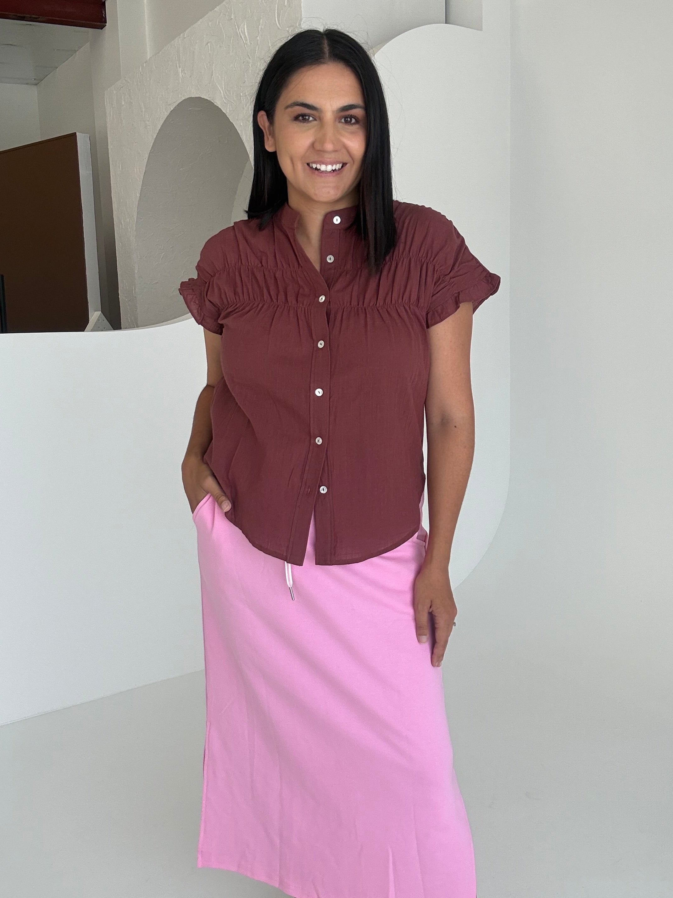 Steffi Cotton Top Brown