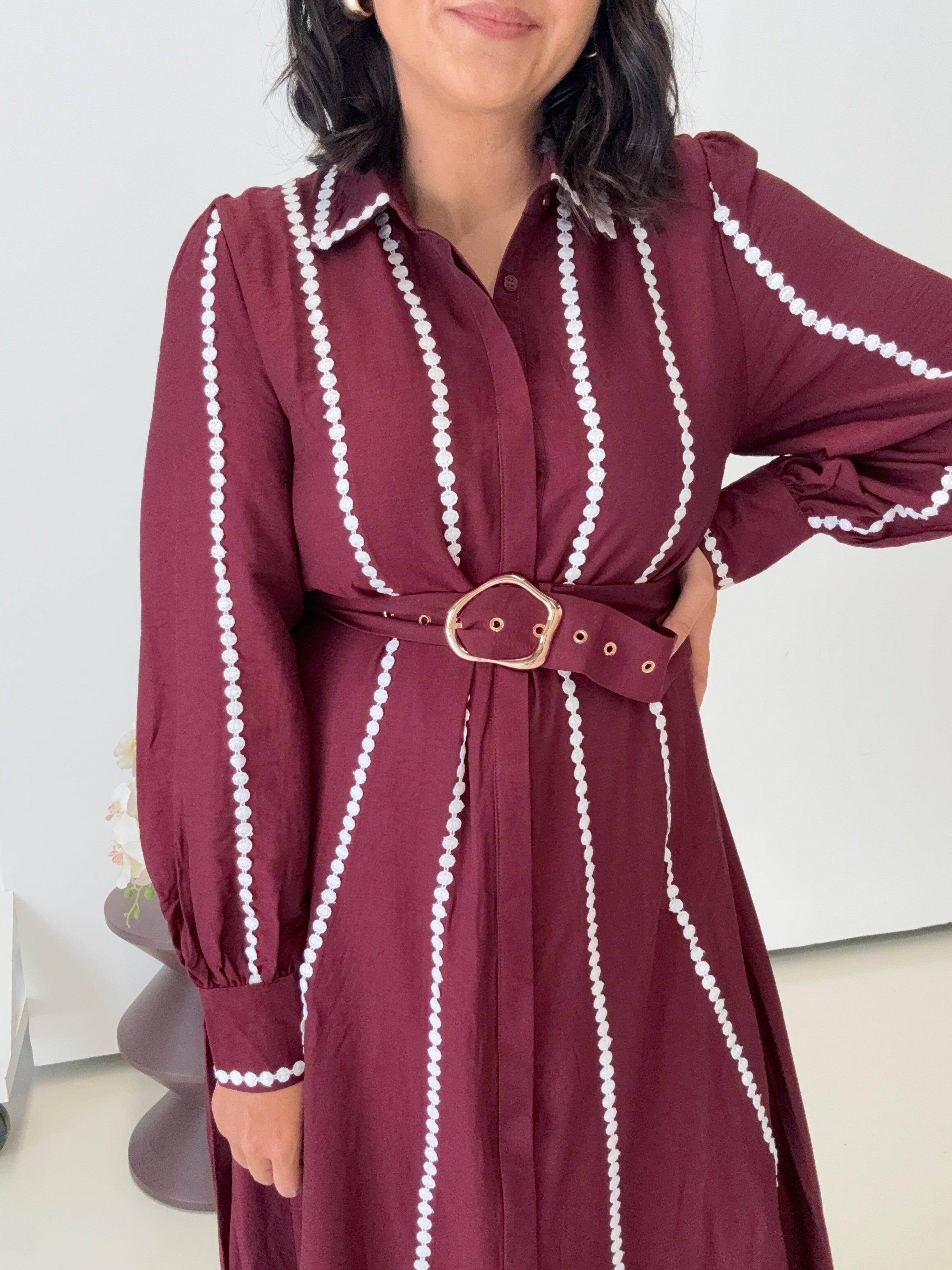 Hayley Maxi Shirt Dress Burgundy