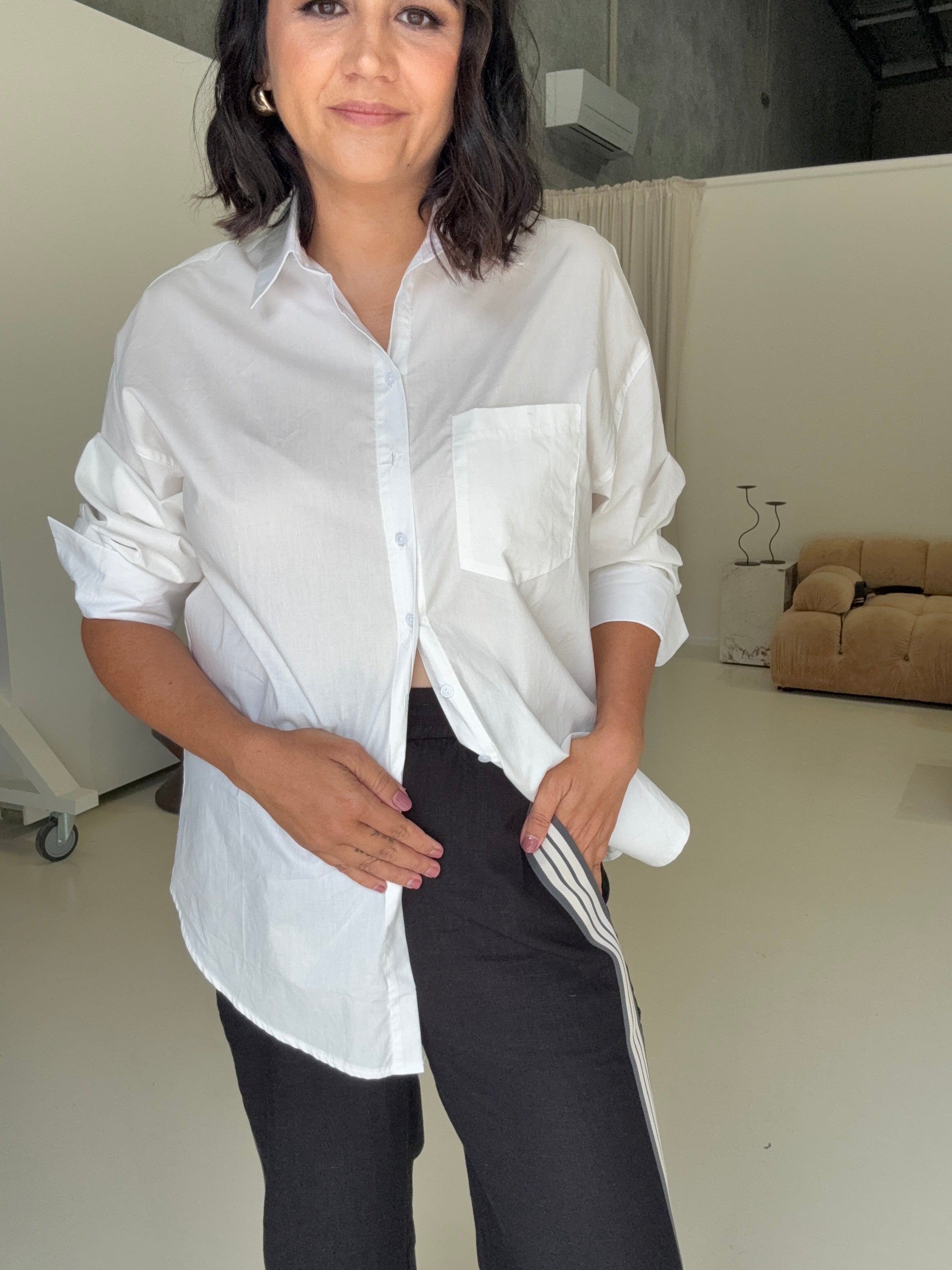 Rayne Linen Side Strip Pants Black