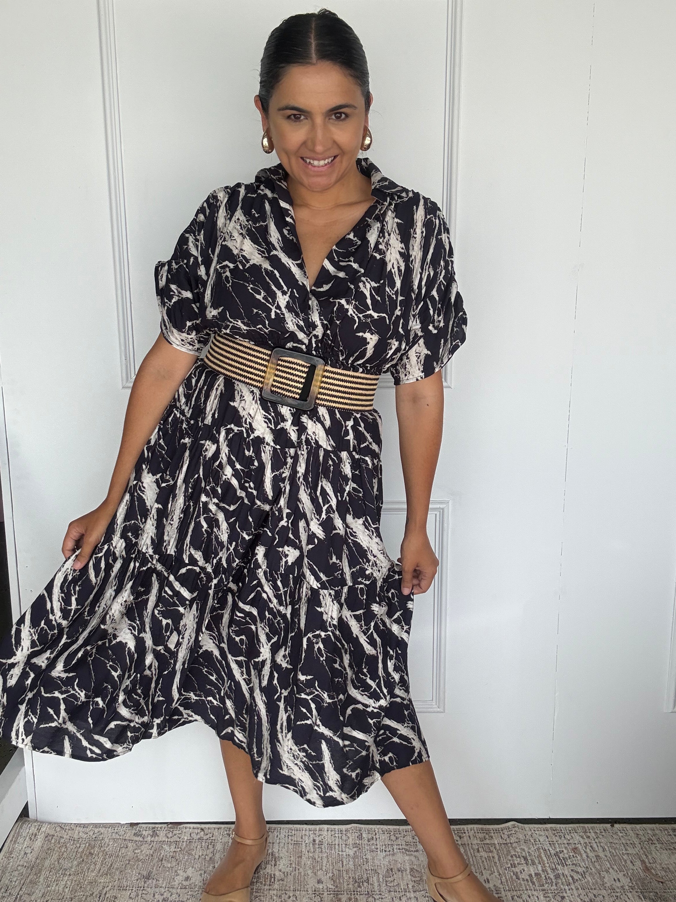 Kirah Dress Navy Marble