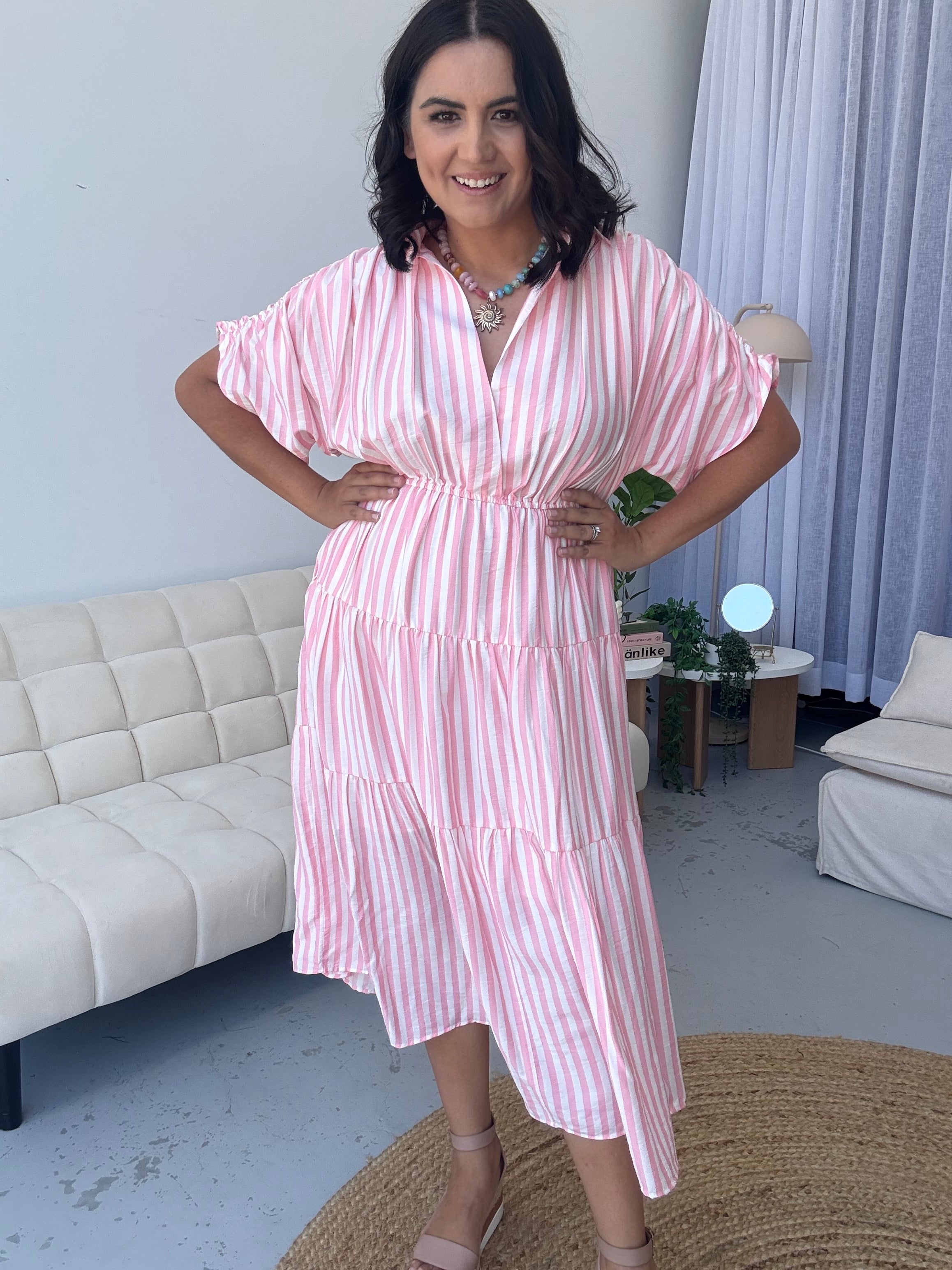 Kirah Dress Pink Stripe