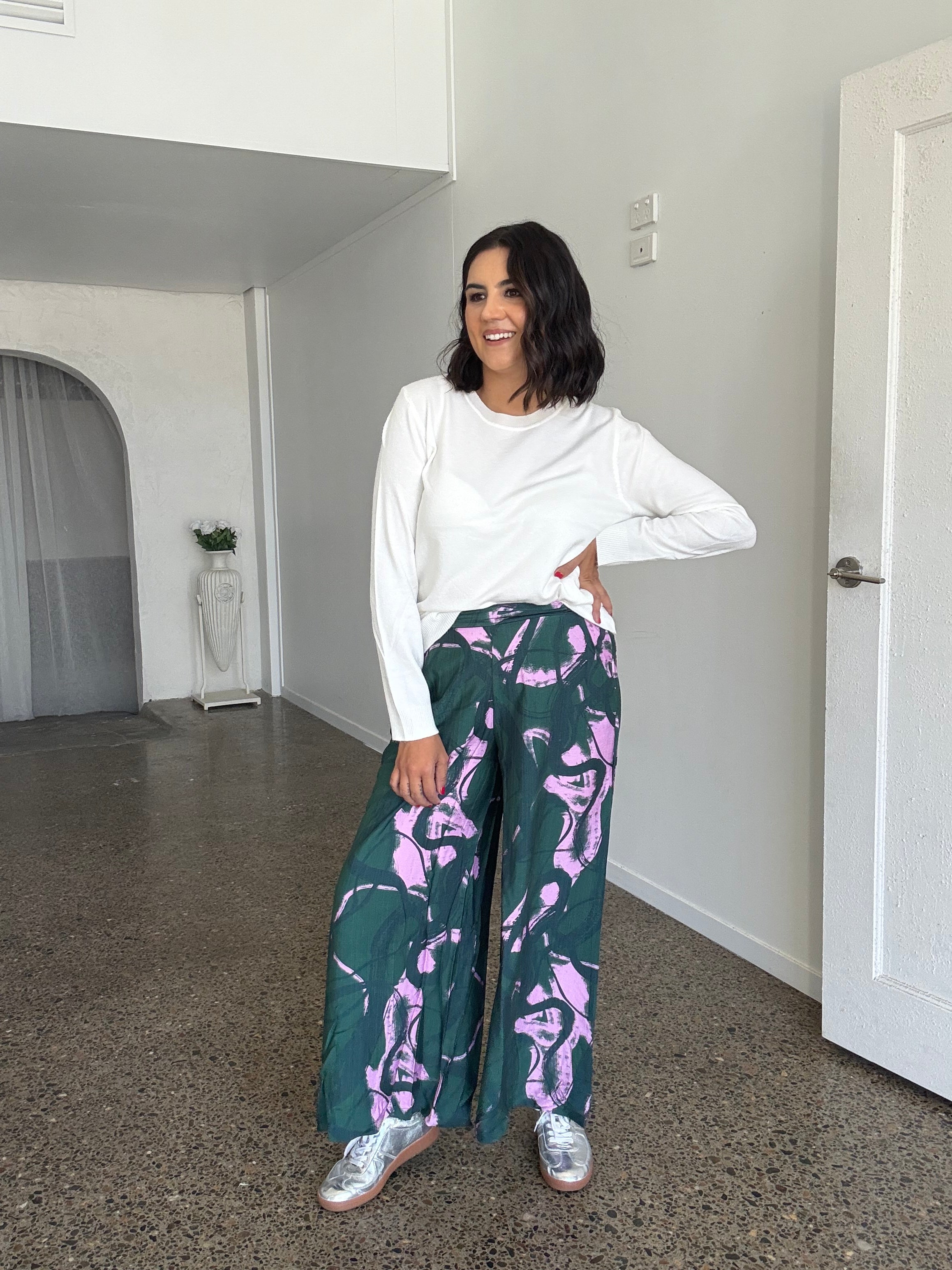 Pablo Pant in Green Multi Print