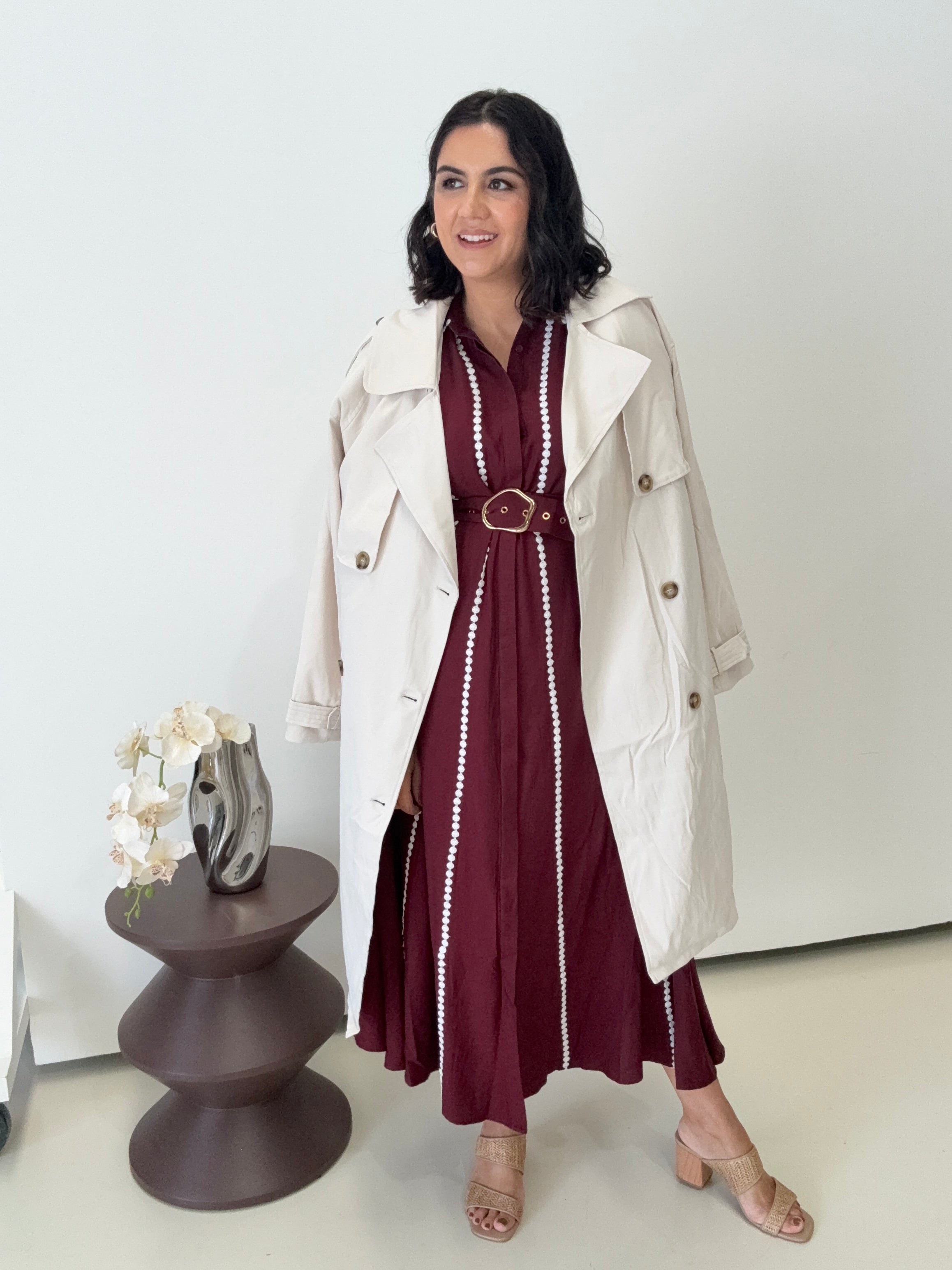 Hayley Maxi Shirt Dress Burgundy