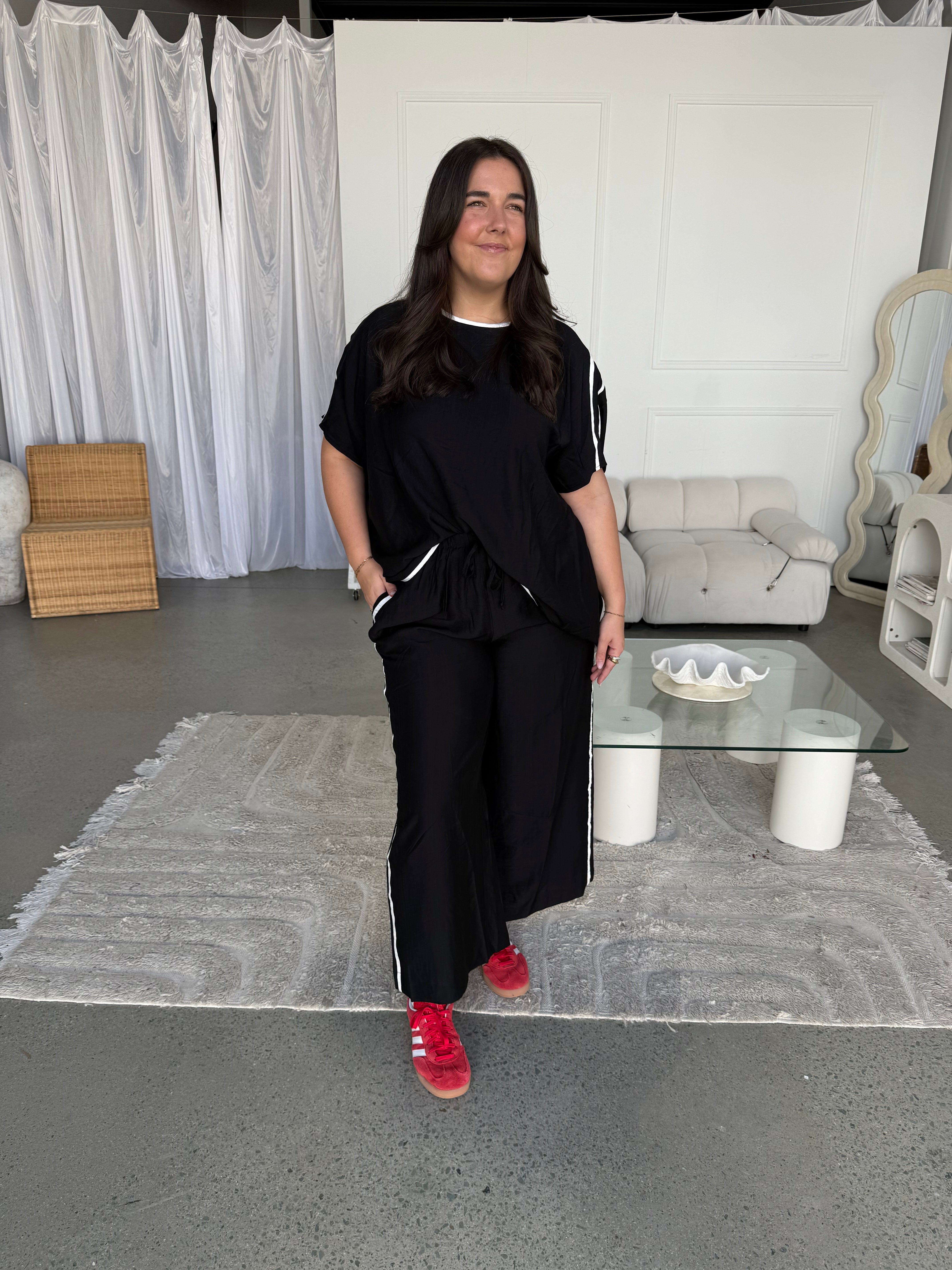 Bowie Lounge Pant Black/White Stripe