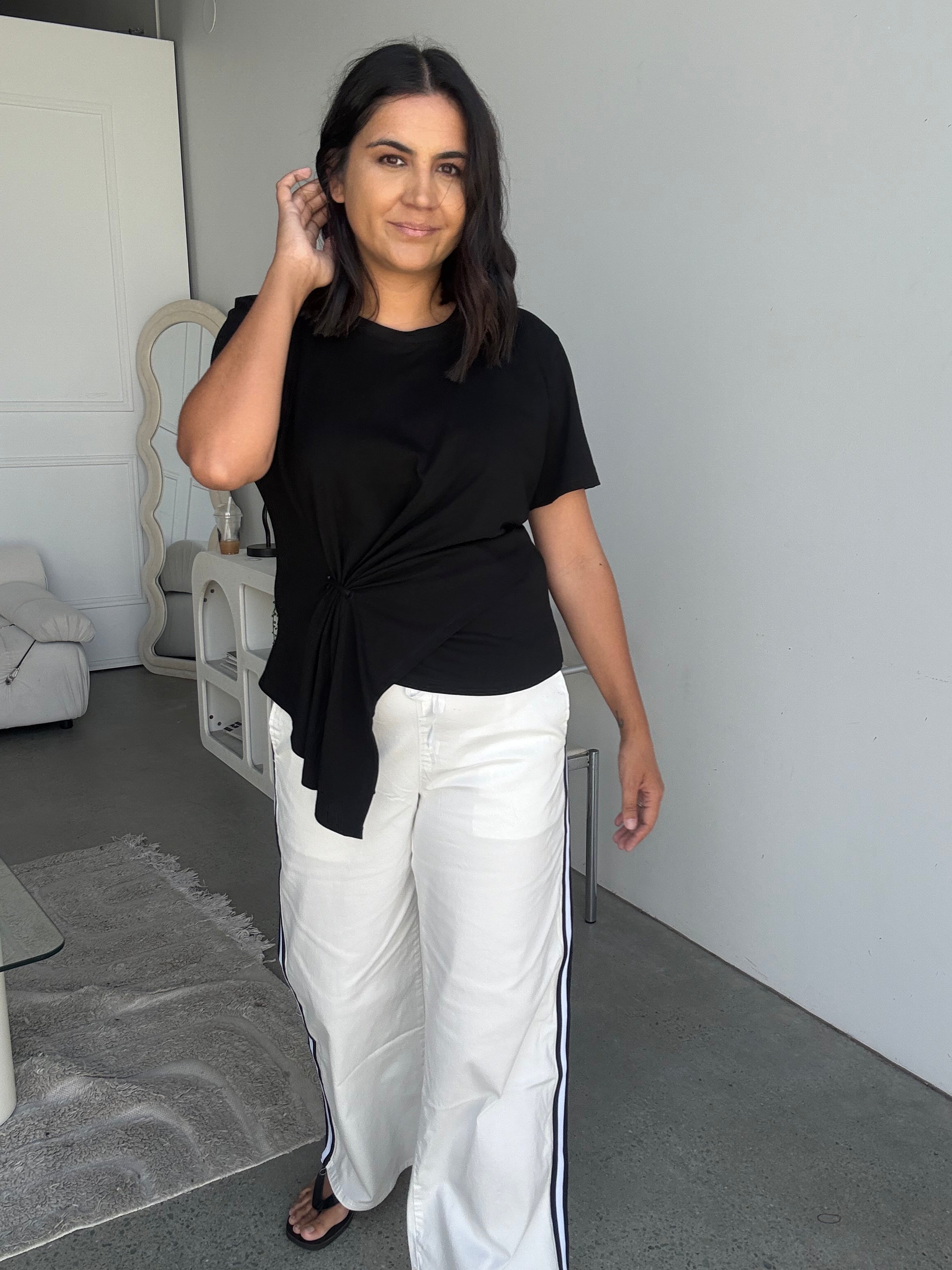 Cotton Ring Detail Top Black
