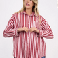 Alayah Cotton Shirt Pink/Red Stripe