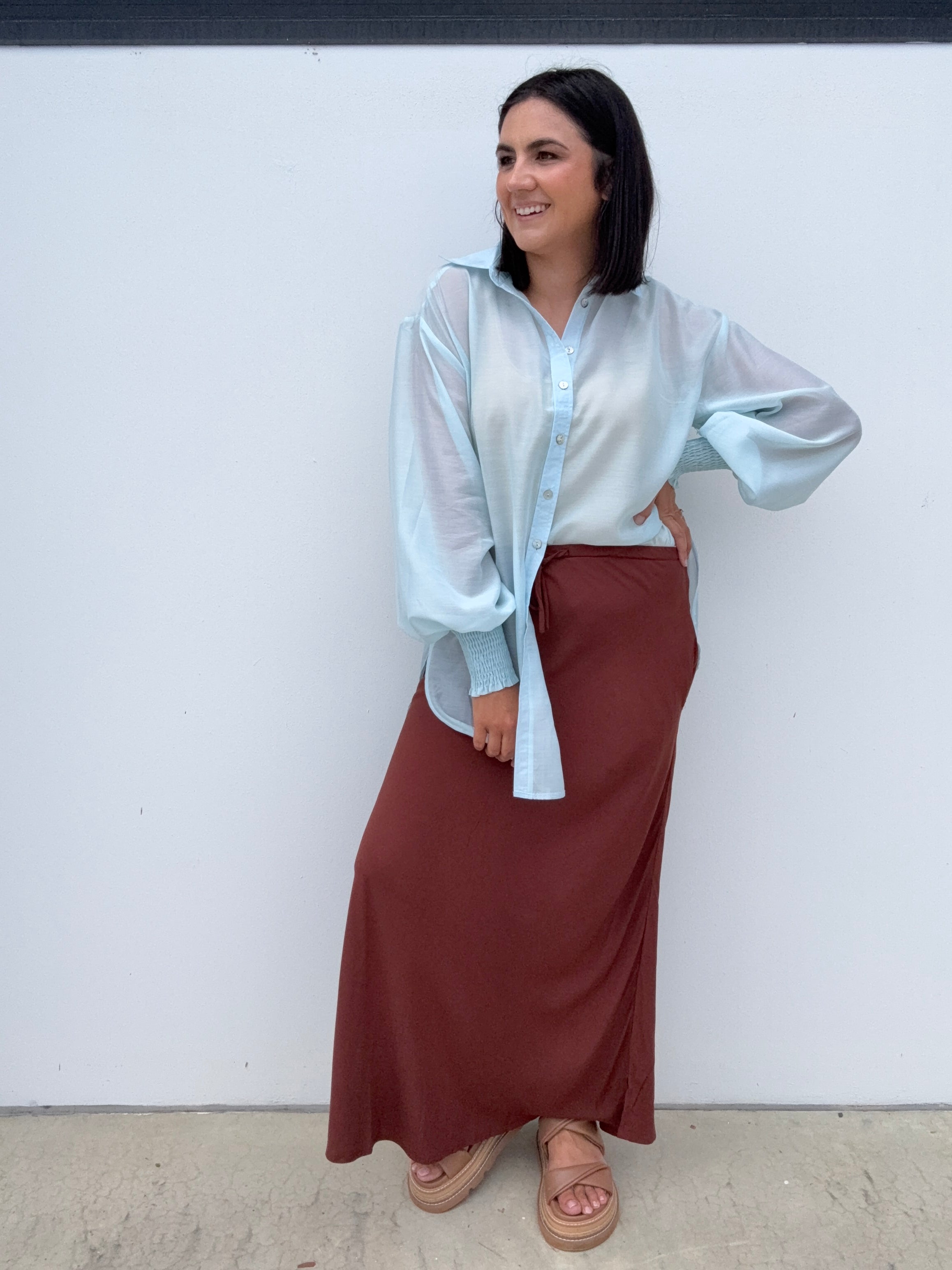 Bianca Bias Cut Skirt Mocha