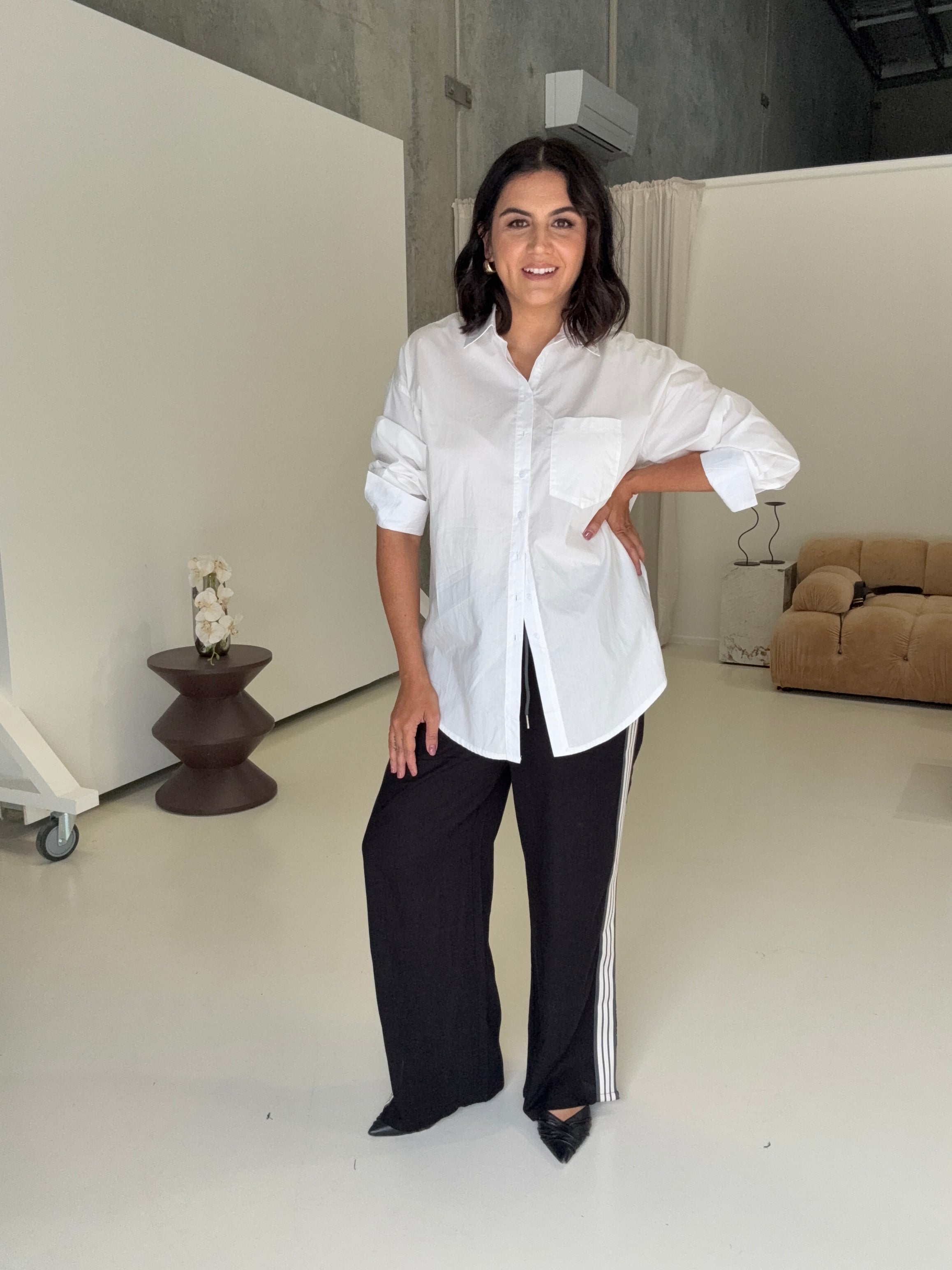 Rayne Linen Side Strip Pants Black