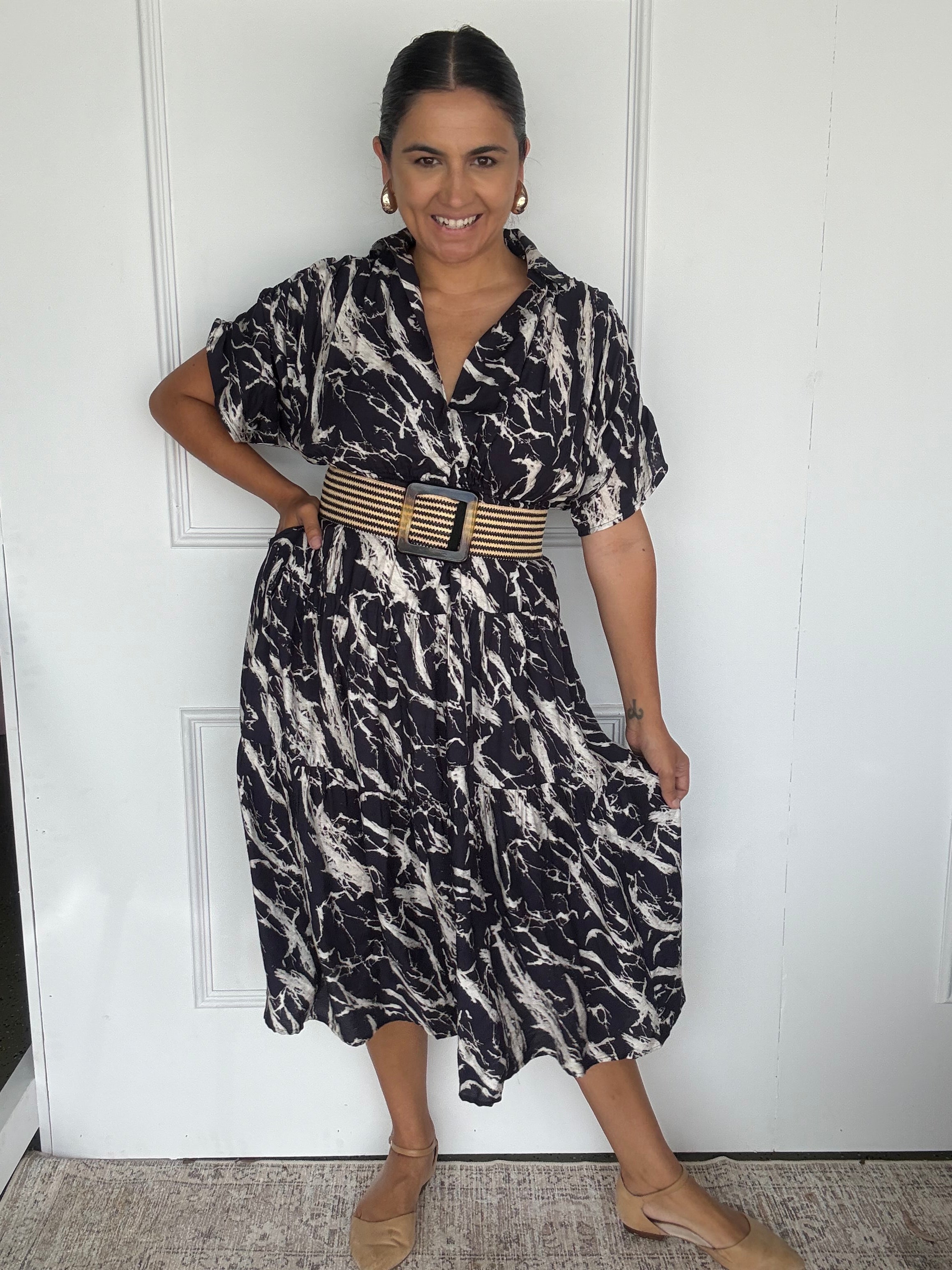 Kirah Dress Navy Marble