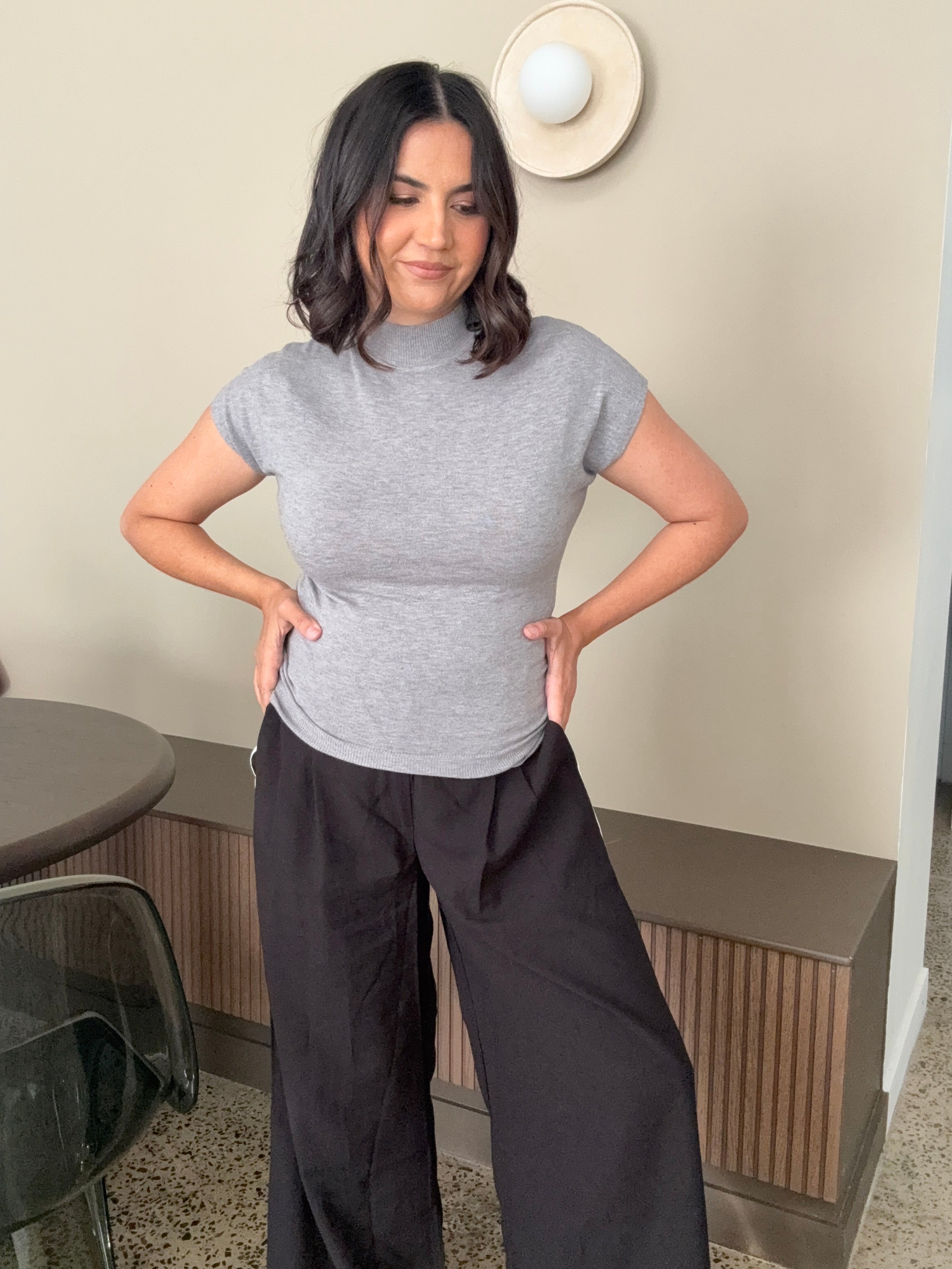 Quinn Mock Turtle Neck Knit Grey