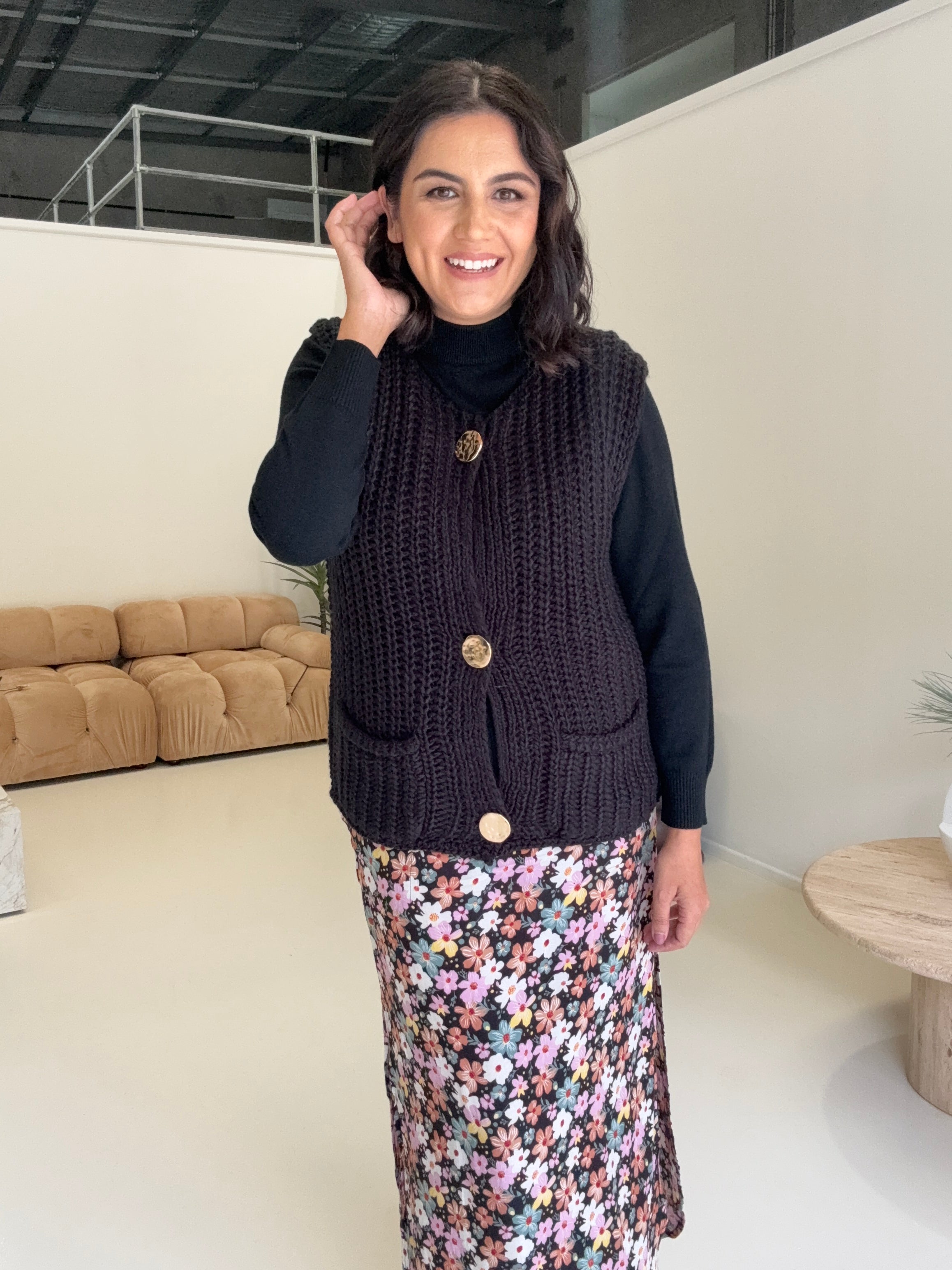 Zali Knit Vest Black