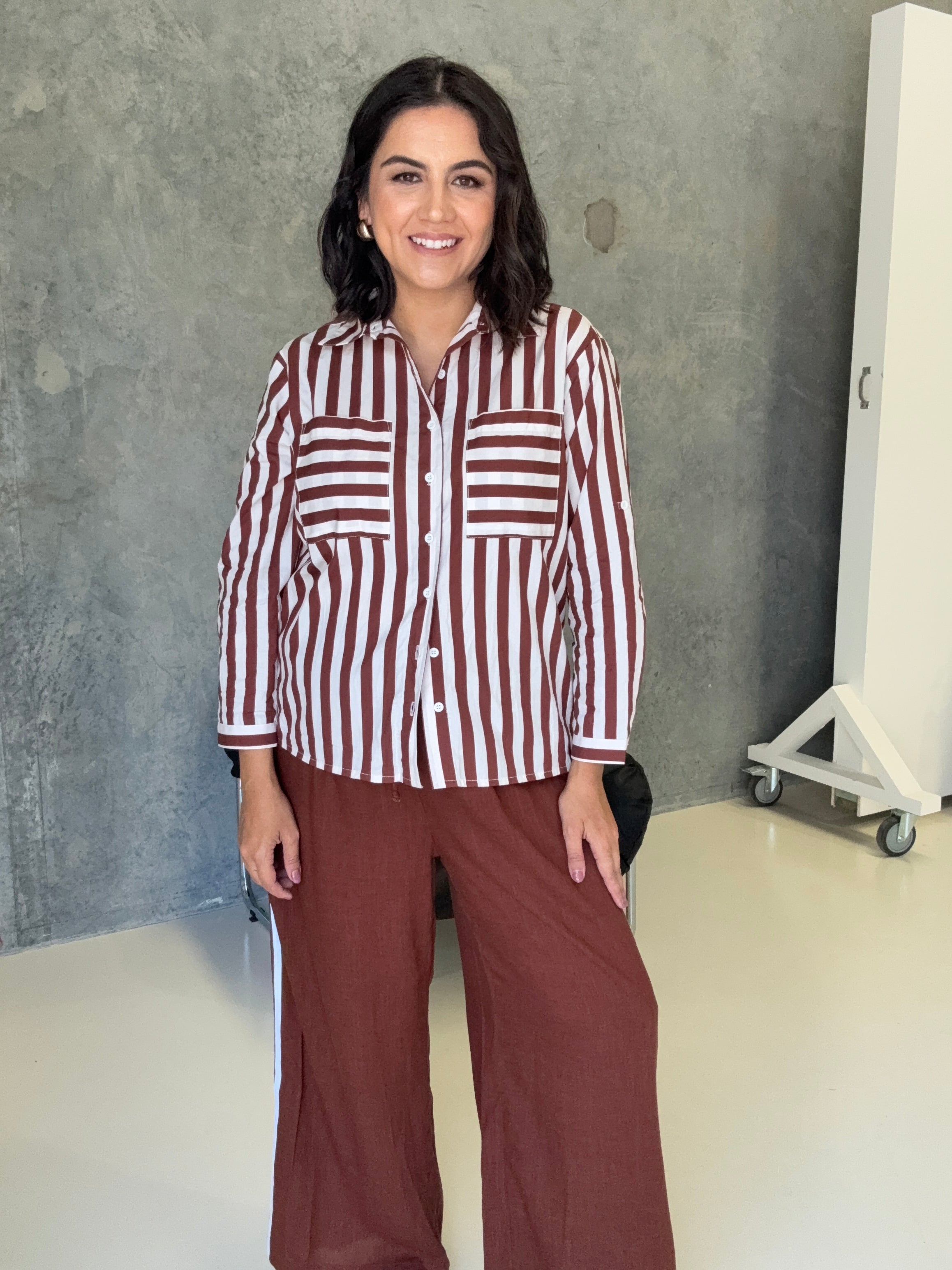 Willow Stripe Shirt Chocolate