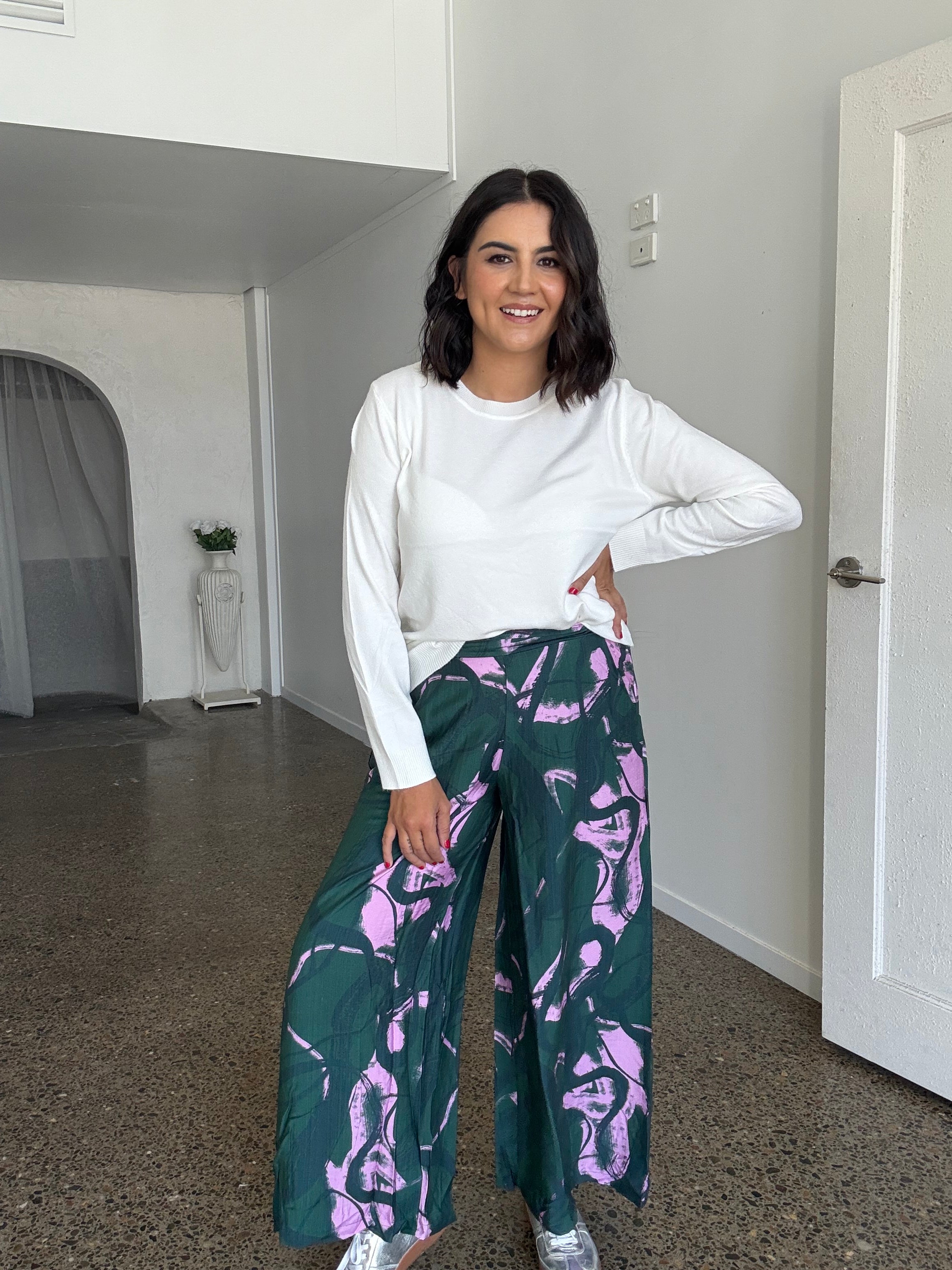 Pablo Pant in Green Multi Print
