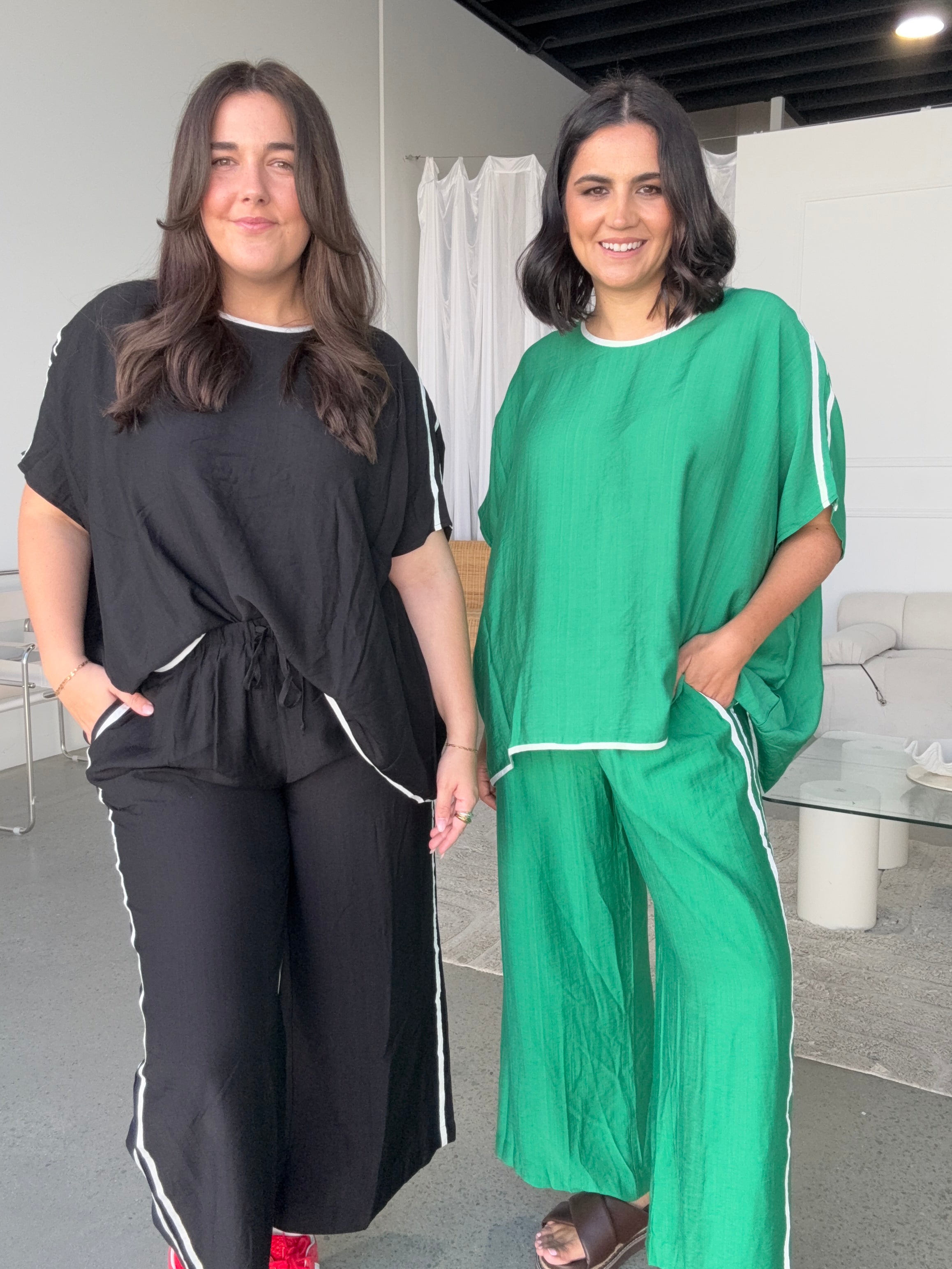 Bowie Lounge Pant Green/White Stripe